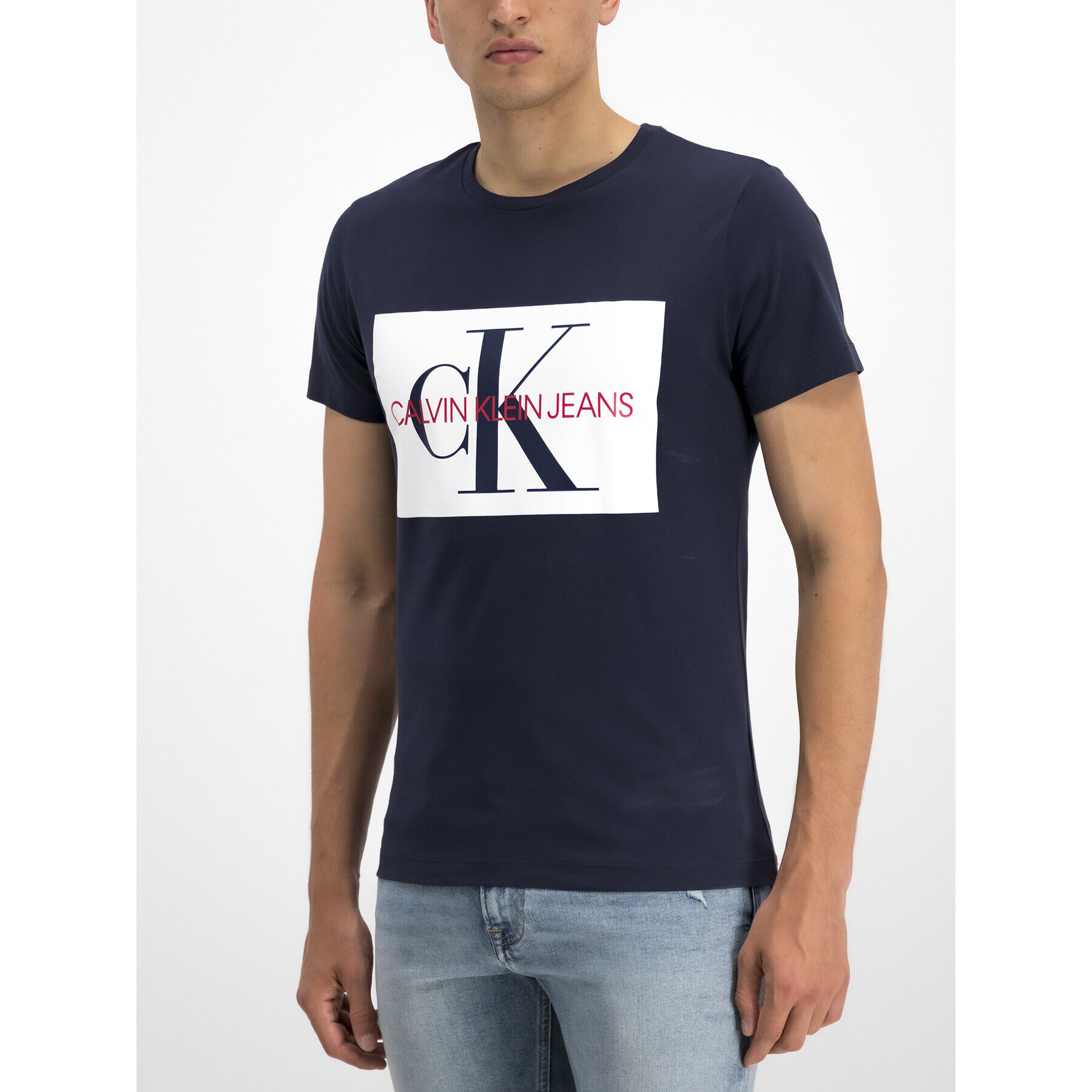 Calvin Klein Jeans Tricou Monogram J30J313564 Bleumarin Slim Fit - Pled.ro