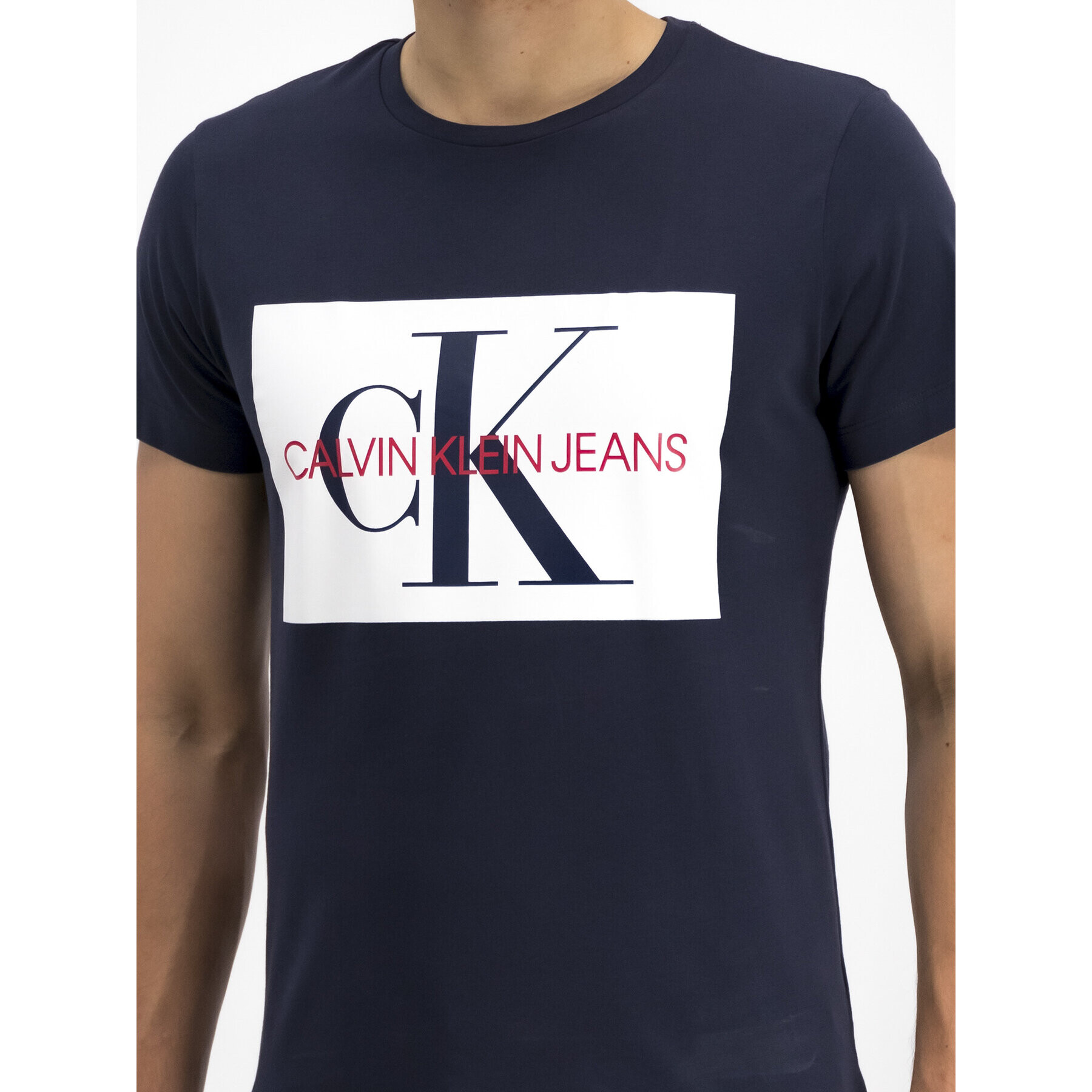 Calvin Klein Jeans Tricou Monogram J30J313564 Bleumarin Slim Fit - Pled.ro