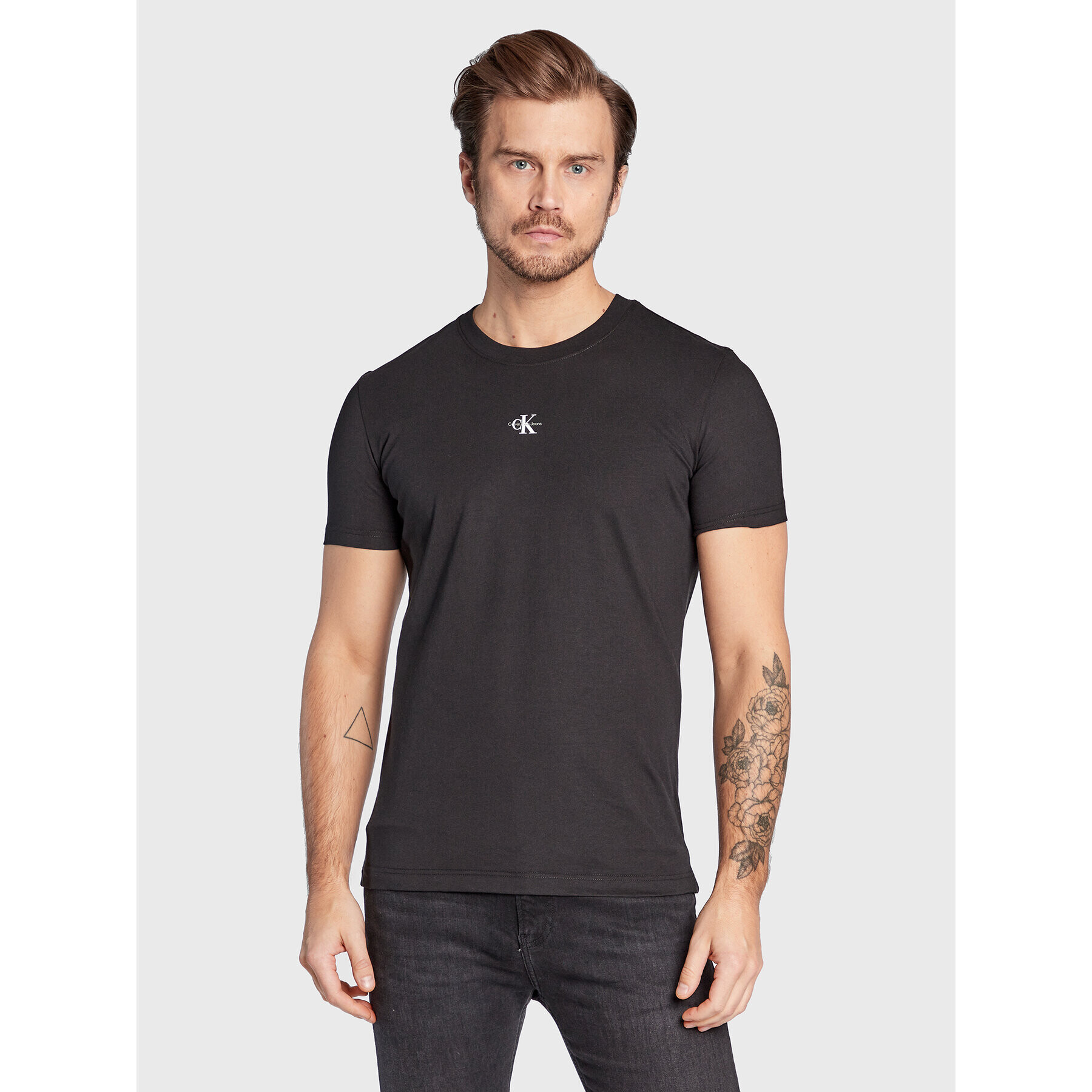 Calvin Klein Jeans Tricou Monogram J30J322466 Negru Regular Fit - Pled.ro