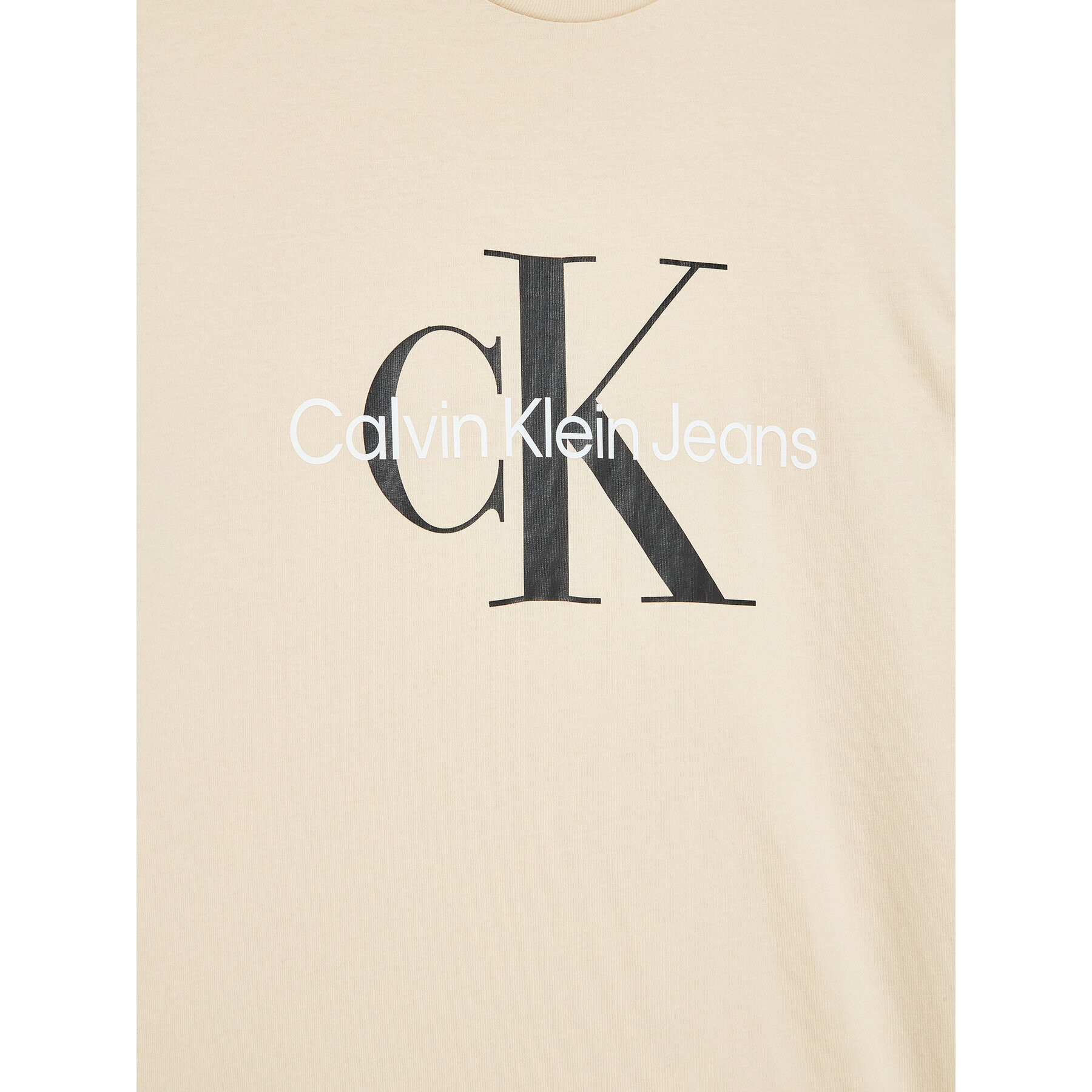 Calvin Klein Jeans Tricou Monogram Logo IU0IU00267 Écru Regular Fit - Pled.ro