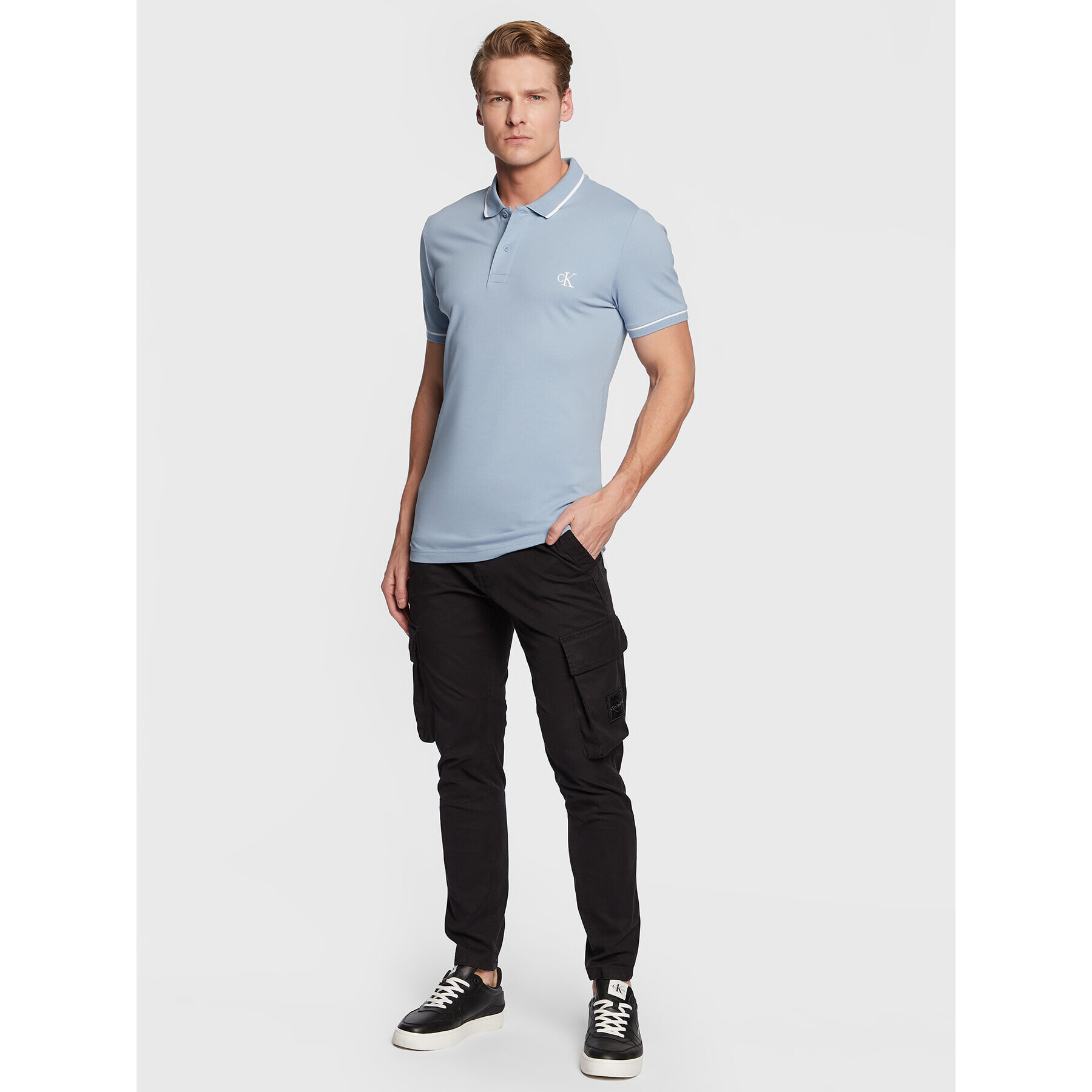 Calvin Klein Jeans Tricou polo J30J315603 Albastru Slim Fit - Pled.ro