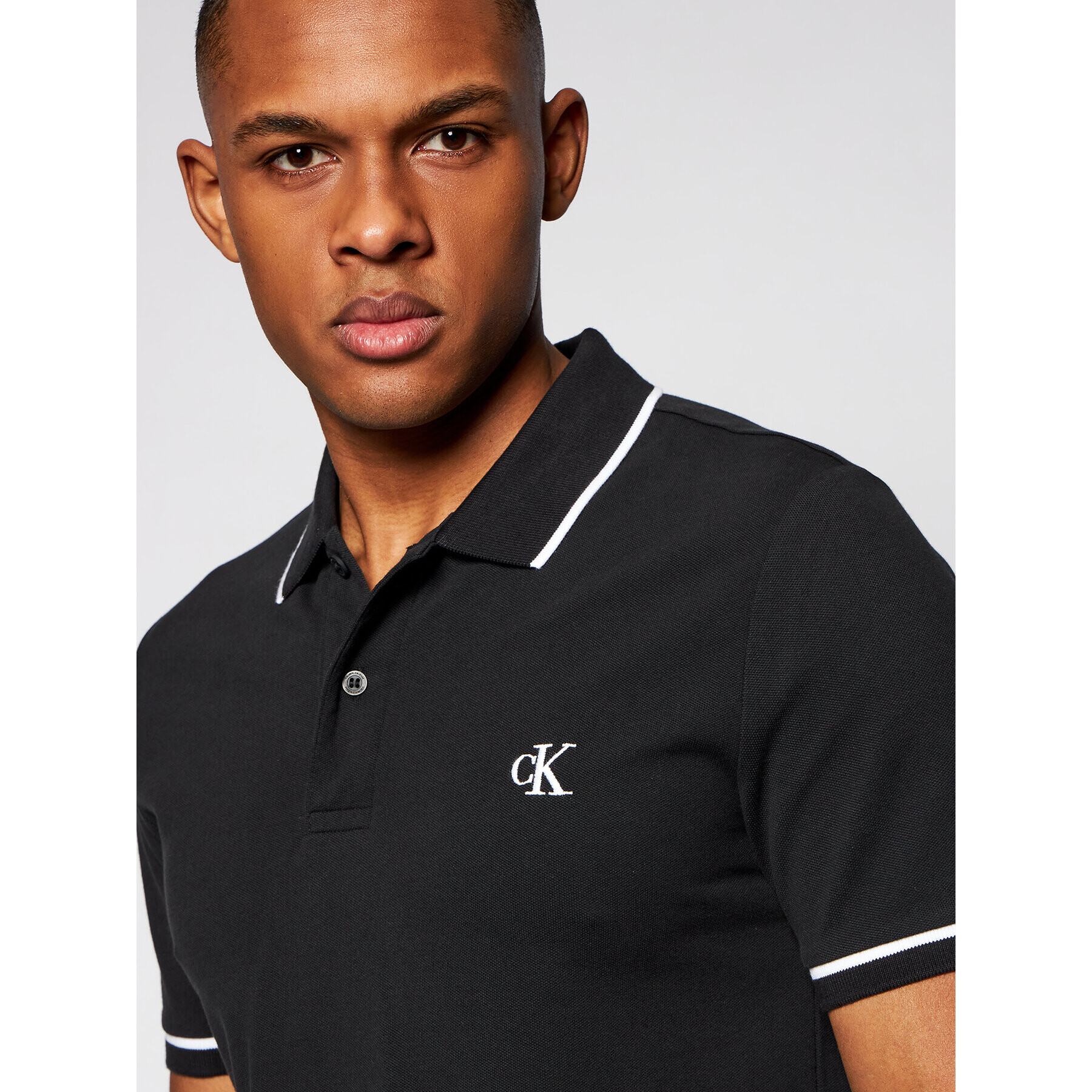 Calvin Klein Jeans Tricou polo J30J315603 Negru Slim Fit - Pled.ro