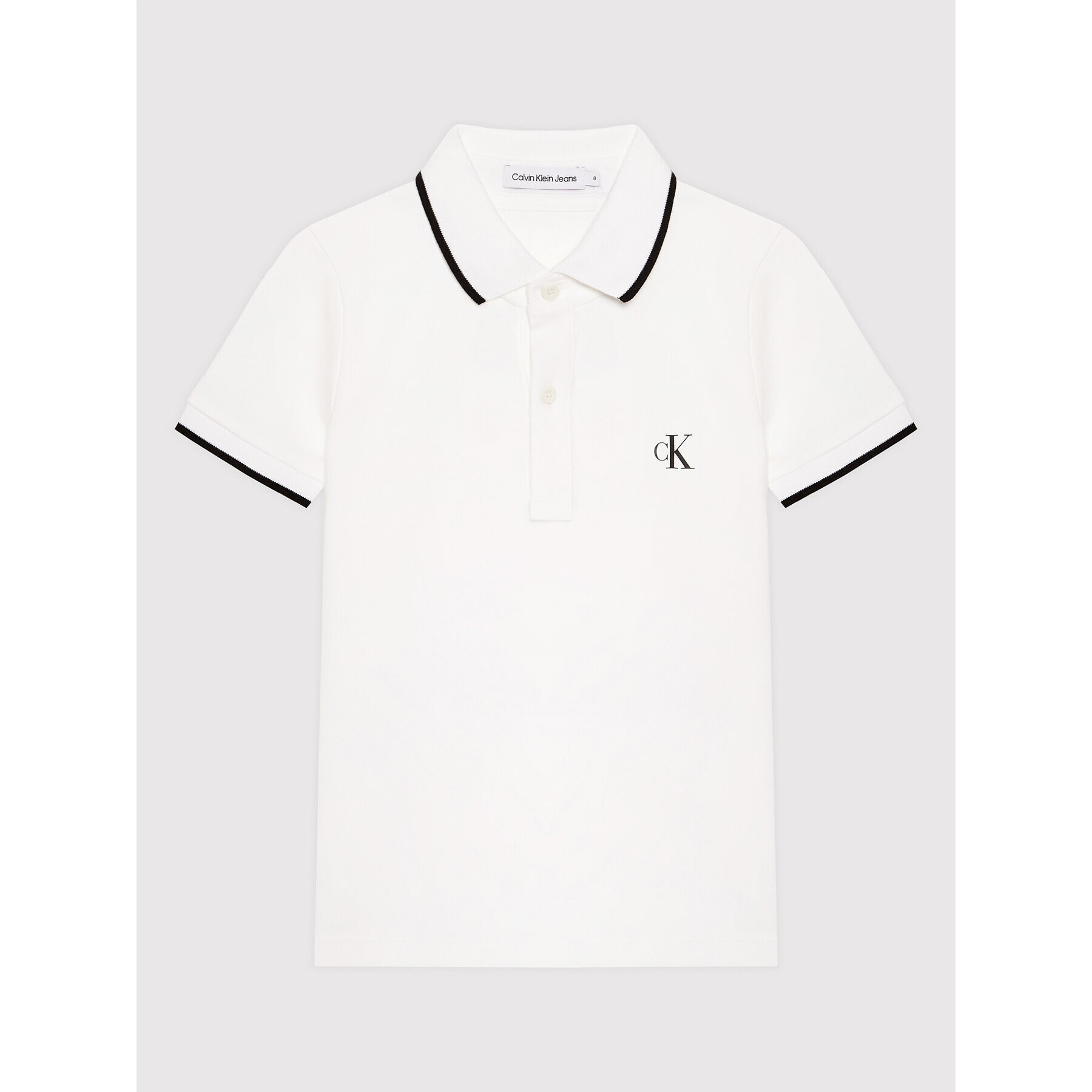 Calvin Klein Jeans Tricou polo Monogram IB0IB01244 Alb Regular Fit - Pled.ro