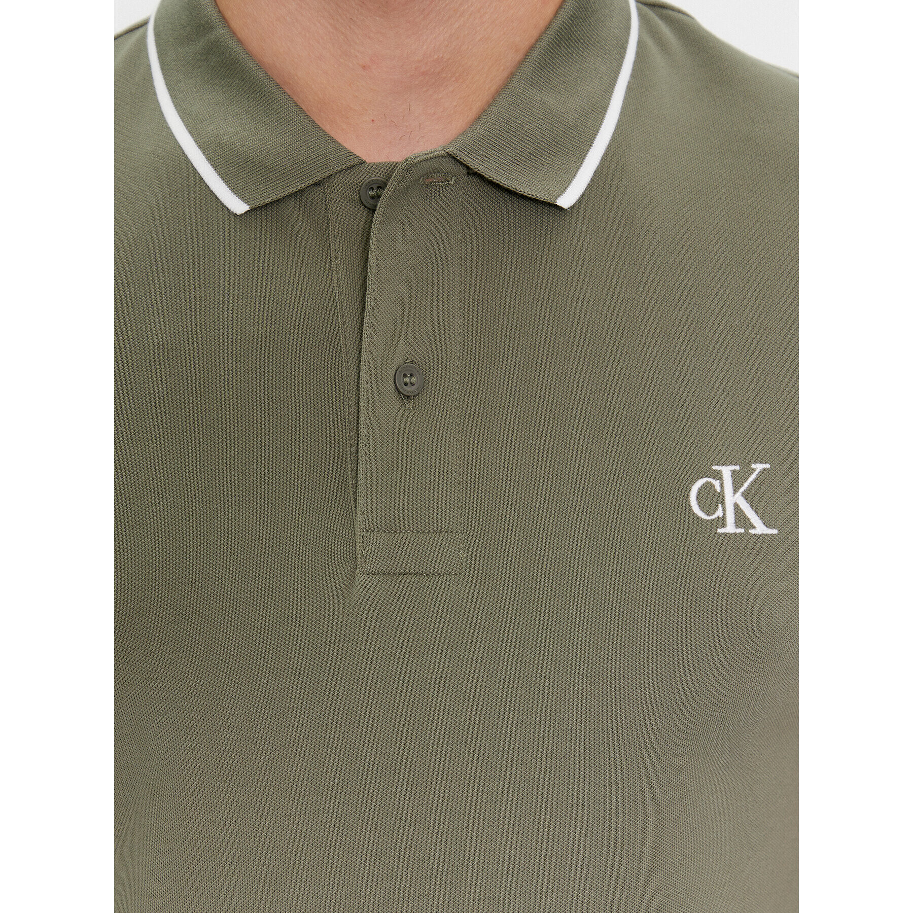 Calvin Klein Jeans Tricou polo Tipping Slim Polo J30J315603 Verde Regular Fit - Pled.ro