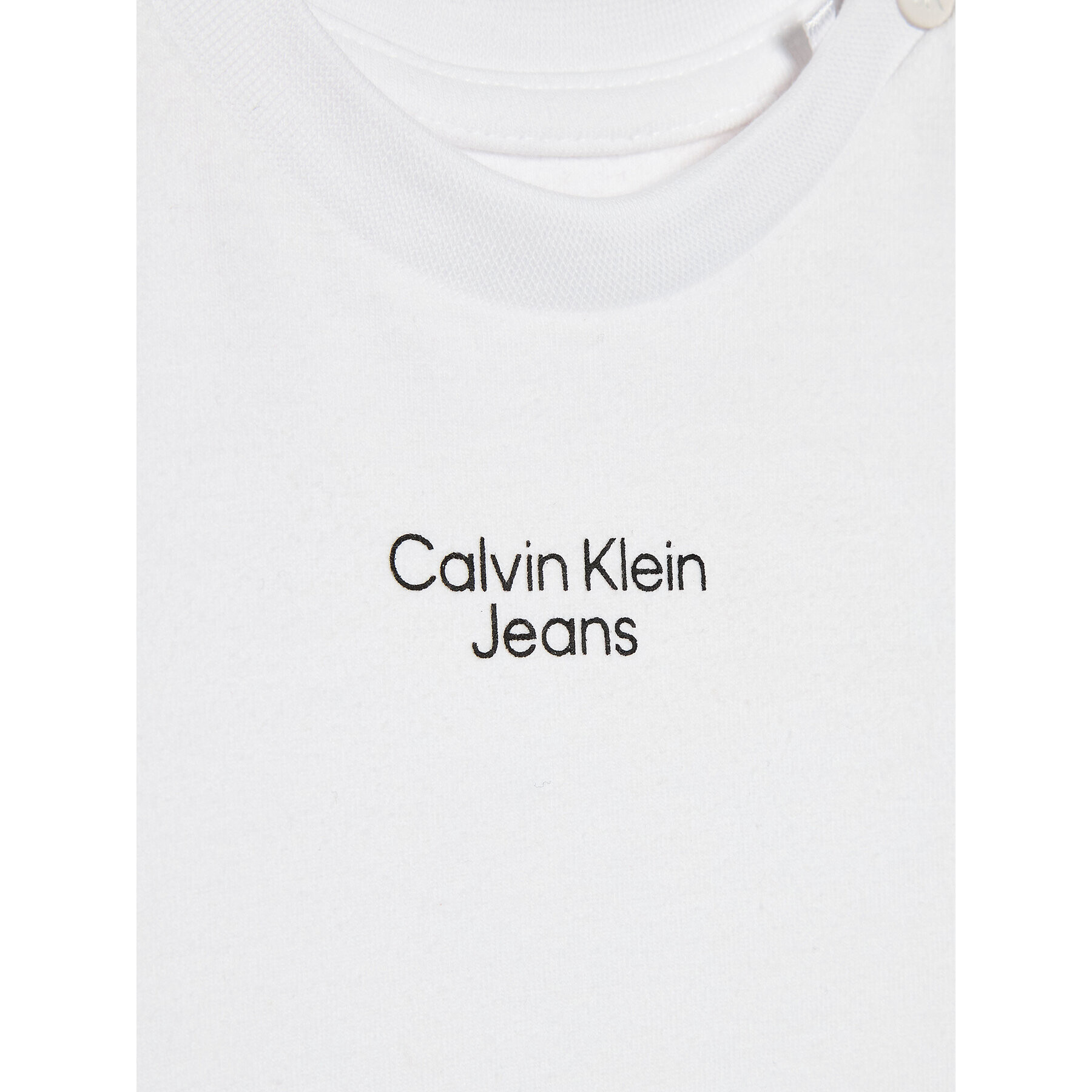 Calvin Klein Jeans Tricou Stack Logo IN0IN00021 Alb Regular Fit - Pled.ro