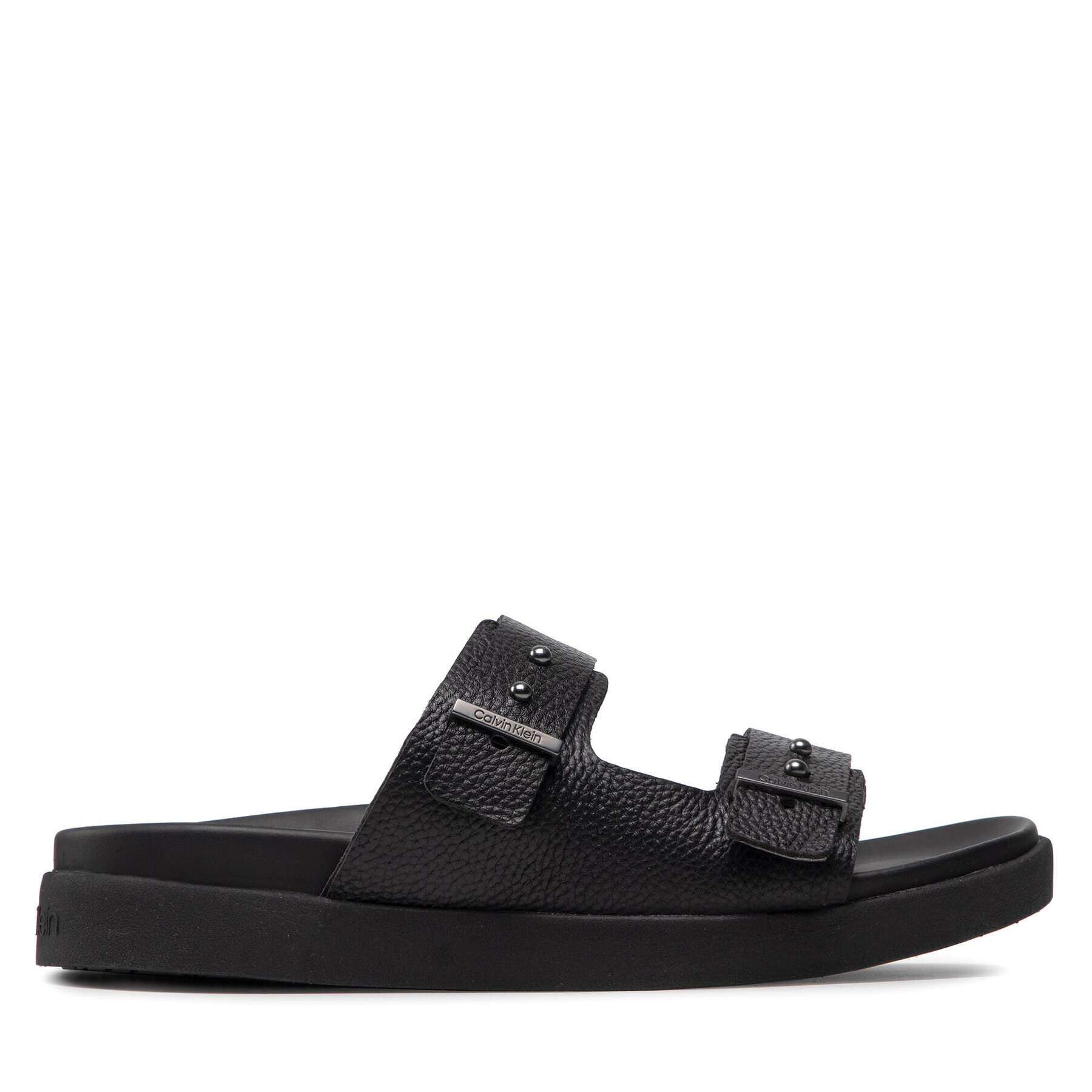 Calvin Klein Șlapi Double Strap Sandal Lth HM0HM00467 Negru - Pled.ro