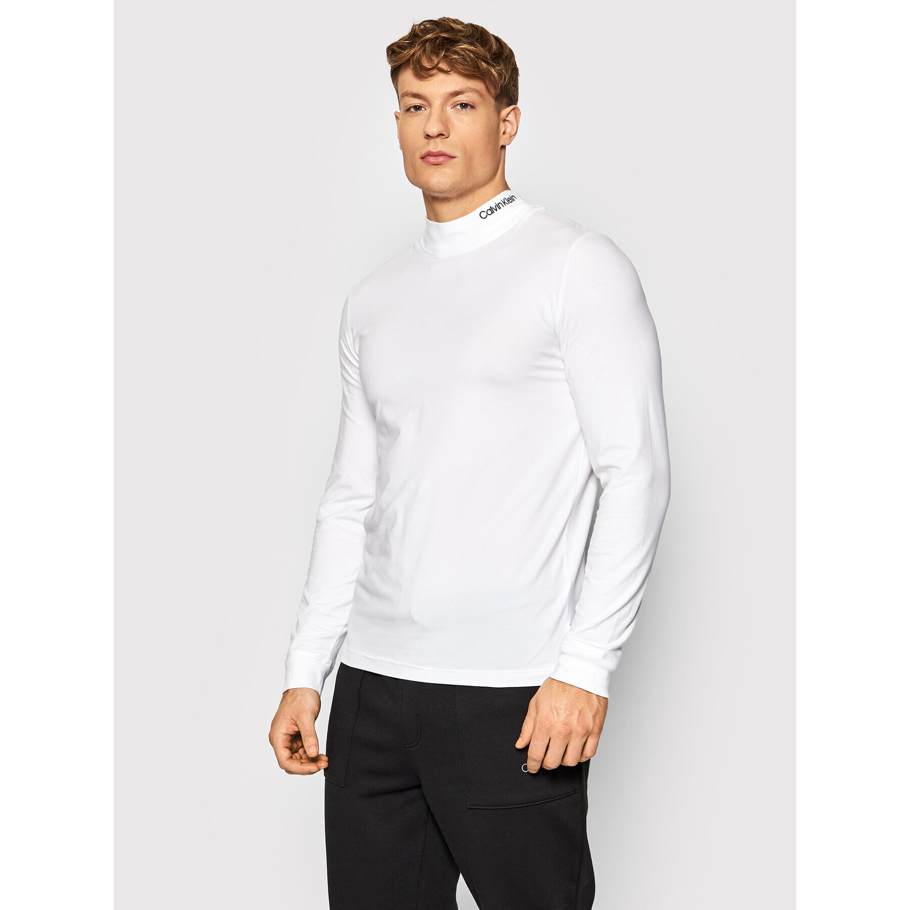 Calvin Klein Longsleeve K10K107921 Alb Slim Fit - Pled.ro