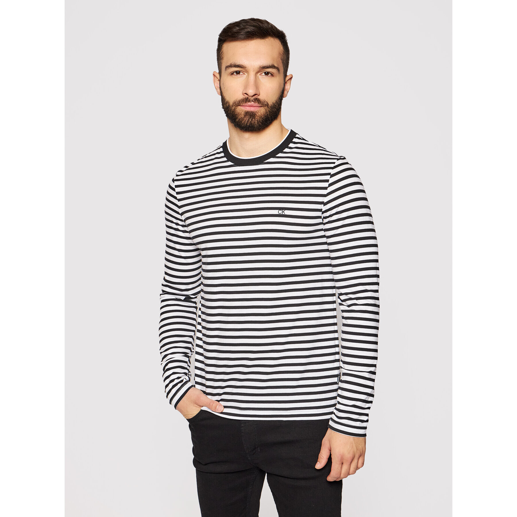 Calvin Klein Longsleeve Liquid Touch Stripe K10K107280 Colorat Regular Fit - Pled.ro