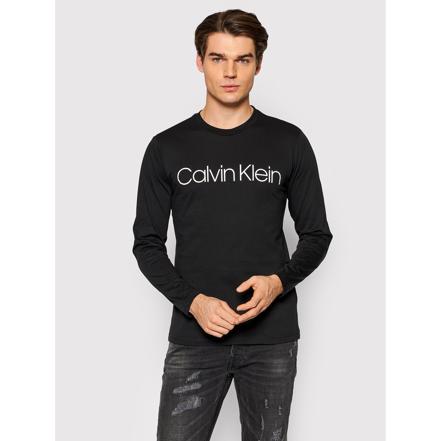 Calvin Klein Longsleeve Logo K10K104690 Negru Regular Fit - Pled.ro