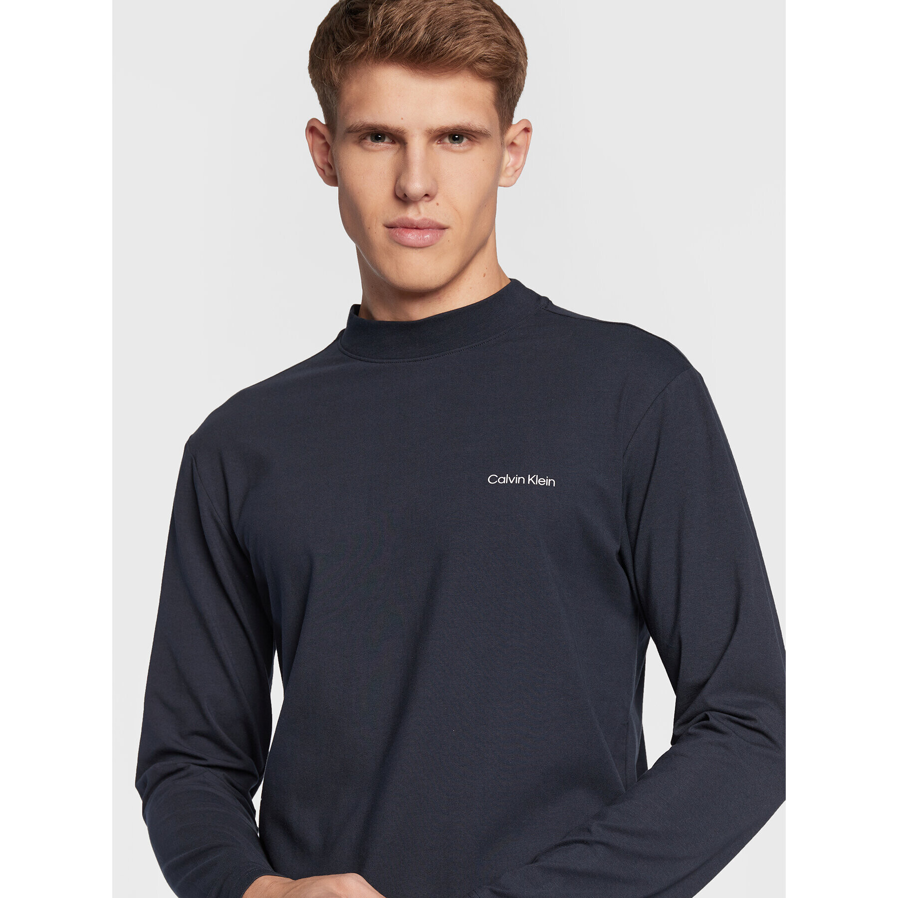 Calvin Klein Longsleeve Micro Logo K10K110179 Bleumarin Regular Fit - Pled.ro