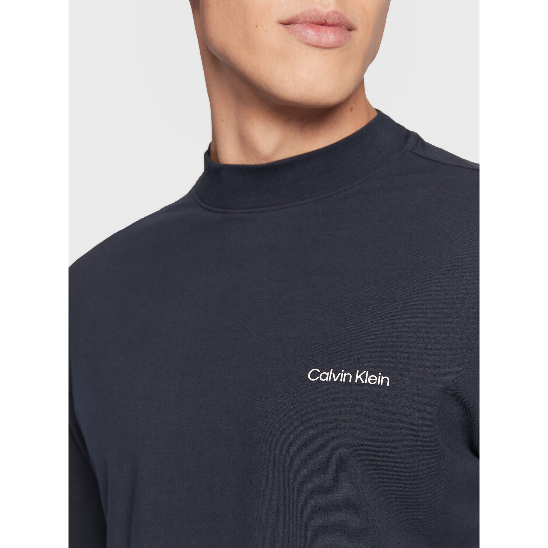 Calvin Klein Longsleeve Micro Logo K10K110179 Bleumarin Regular Fit - Pled.ro