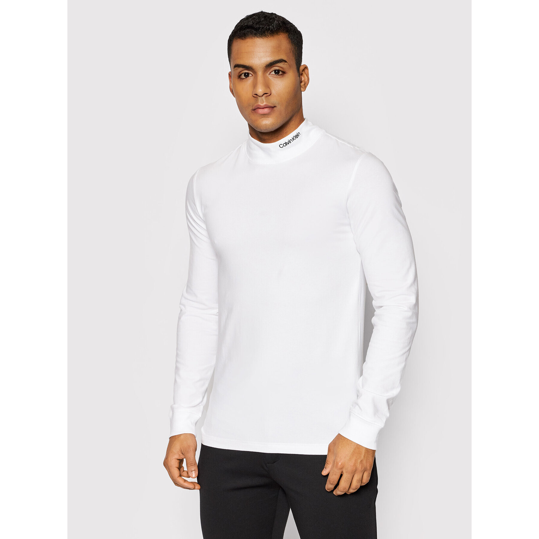 Calvin Klein Longsleeve Stretch Mock K10K109054 Alb Slim Fit - Pled.ro