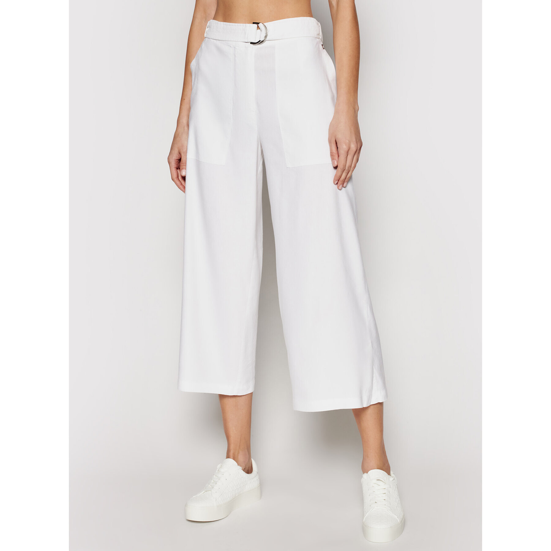 Calvin Klein Pantaloni culotte K20K202753 Alb Regular Fit - Pled.ro