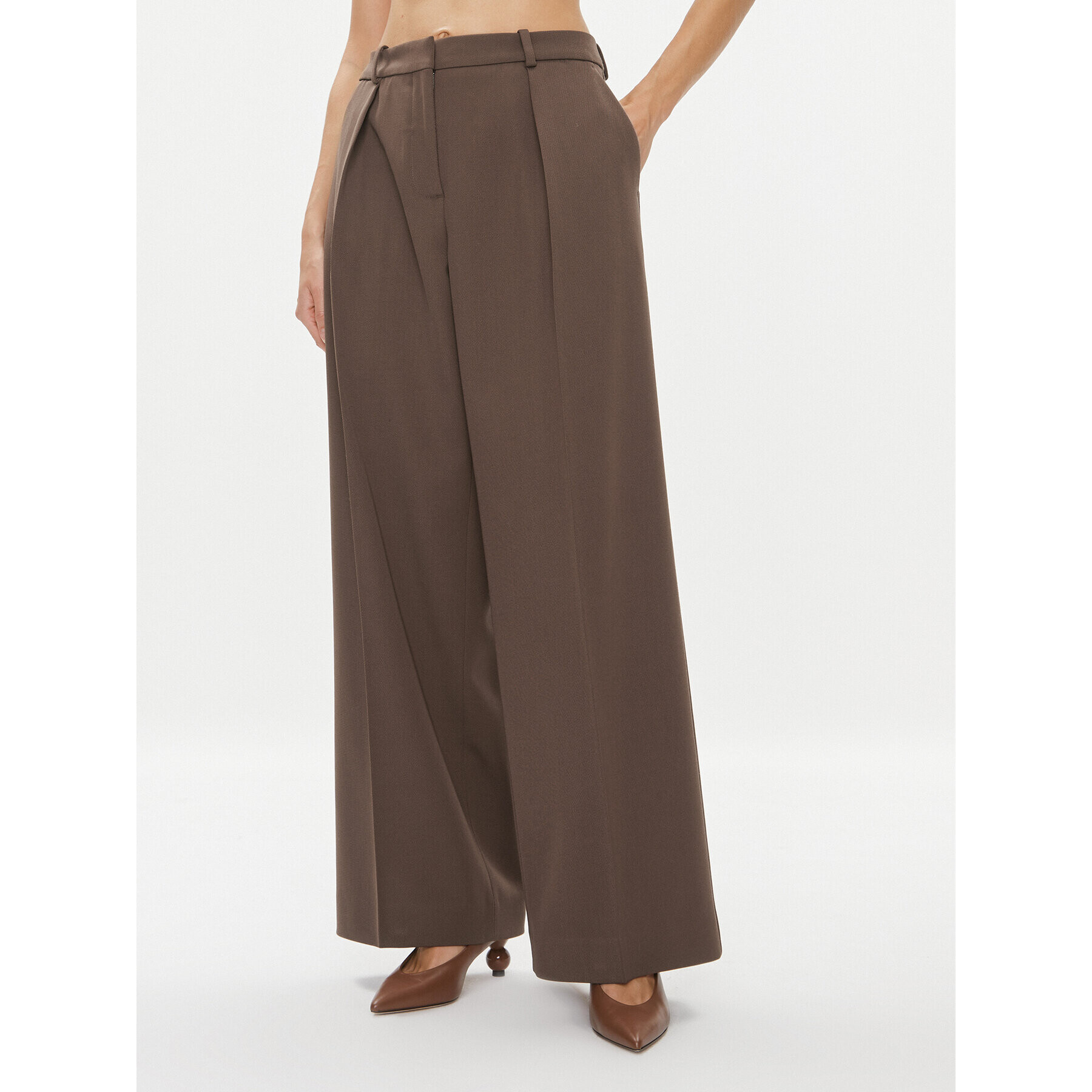 Calvin Klein Pantaloni din material K20K205965 Maro Wide Leg - Pled.ro