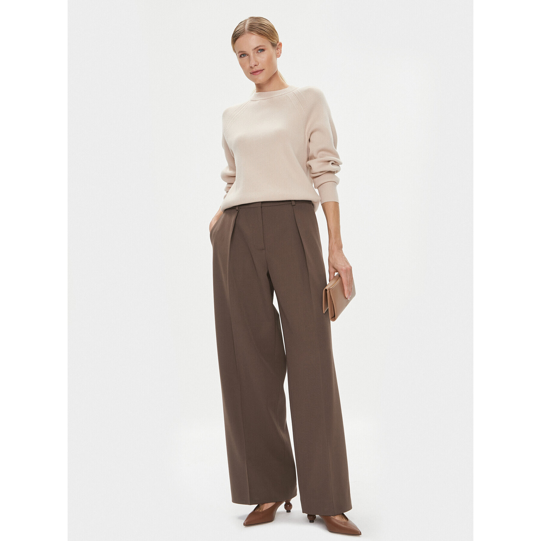 Calvin Klein Pantaloni din material K20K205965 Maro Wide Leg - Pled.ro