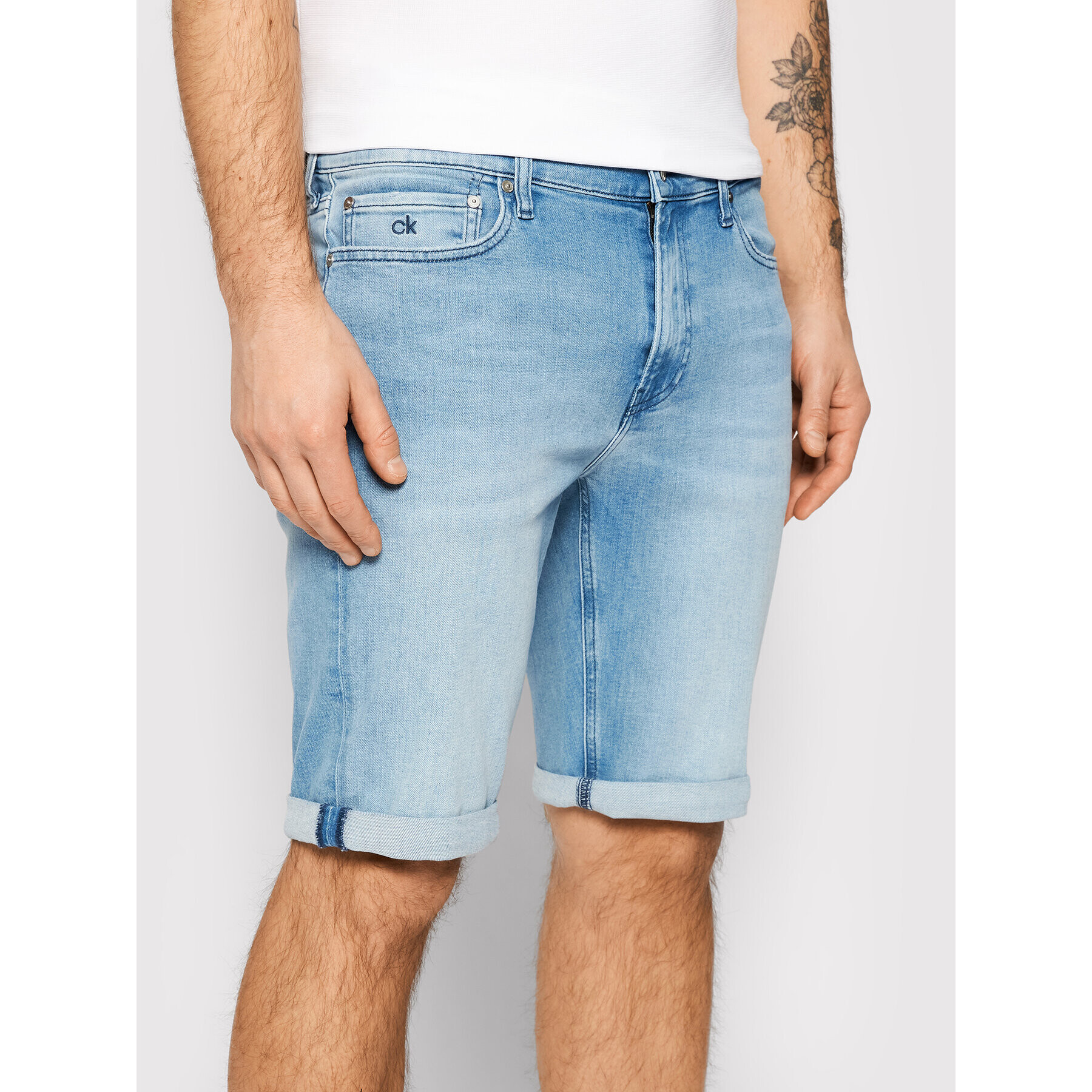 Calvin Klein Pantaloni scurți de blugi Light K10K107213 Albastru Slim Fit - Pled.ro