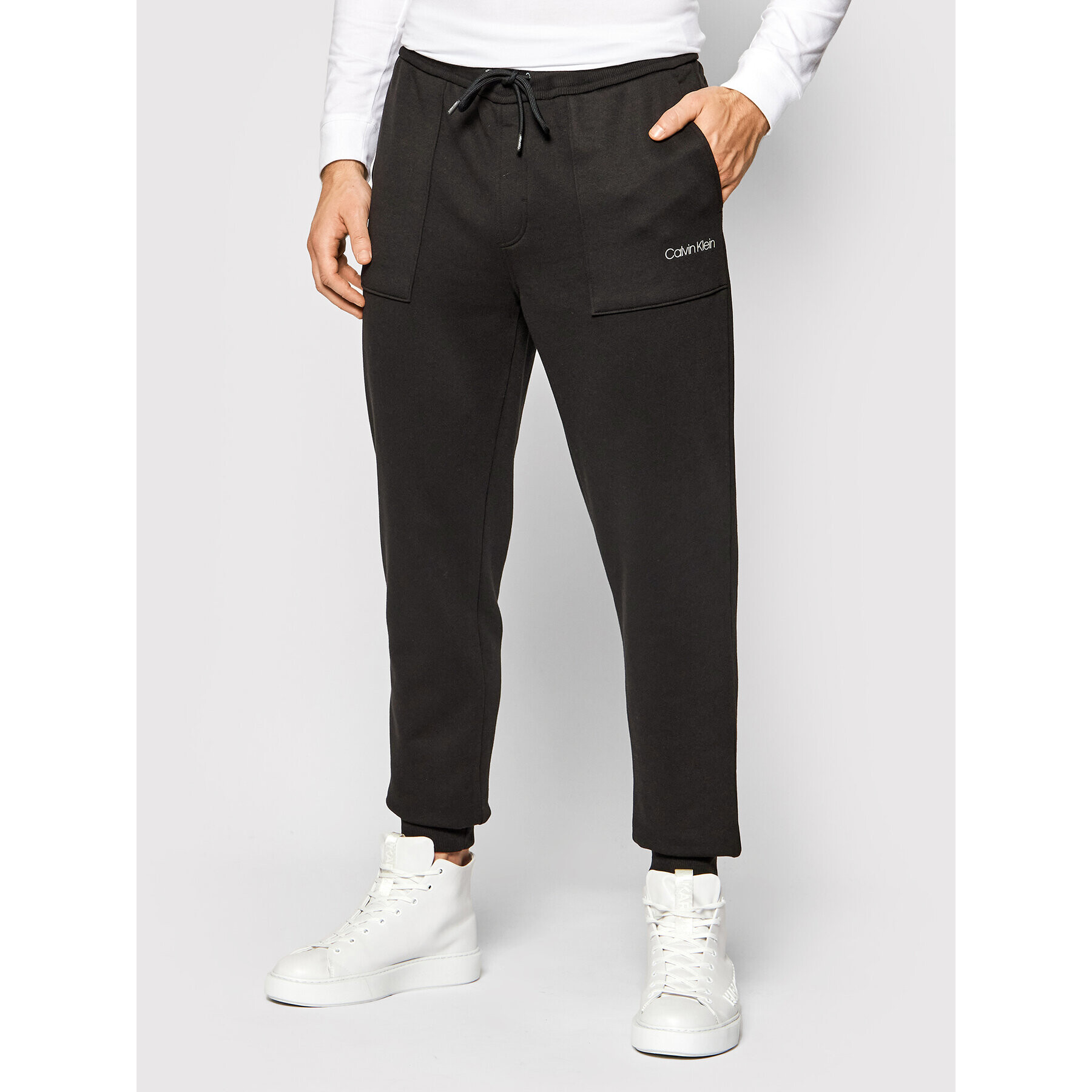 Calvin Klein Pantaloni trening Logo K10K109046 Negru Regular Fit - Pled.ro