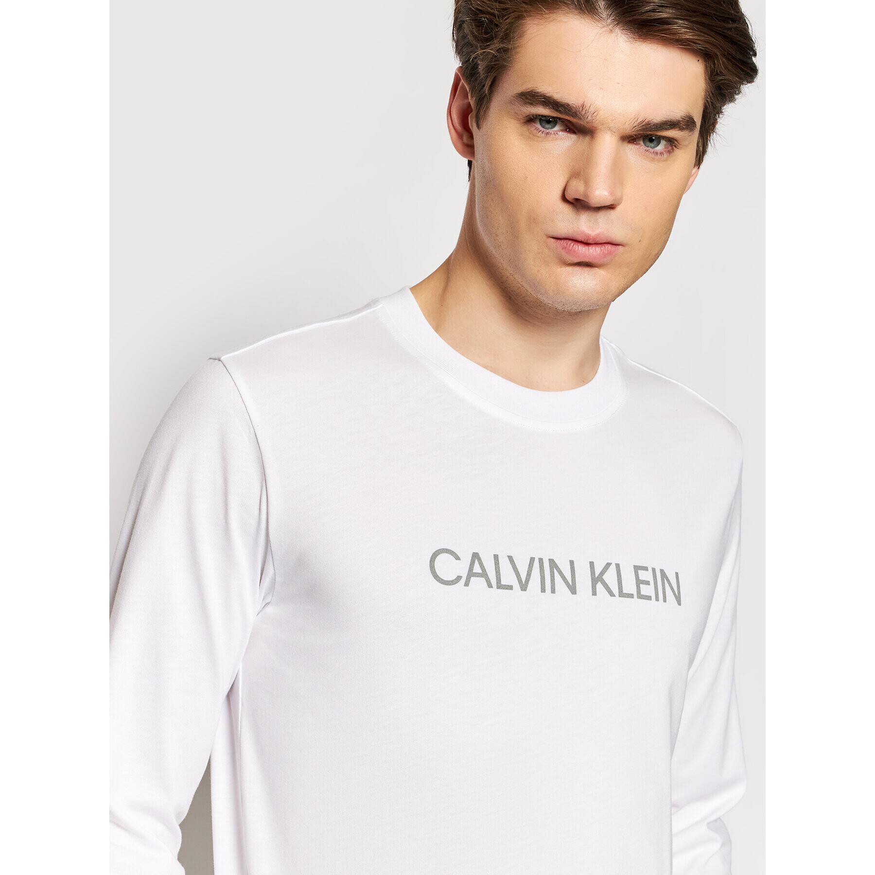 Calvin Klein Performance Longsleeve 00GMF1K200 Alb Regular Fit - Pled.ro