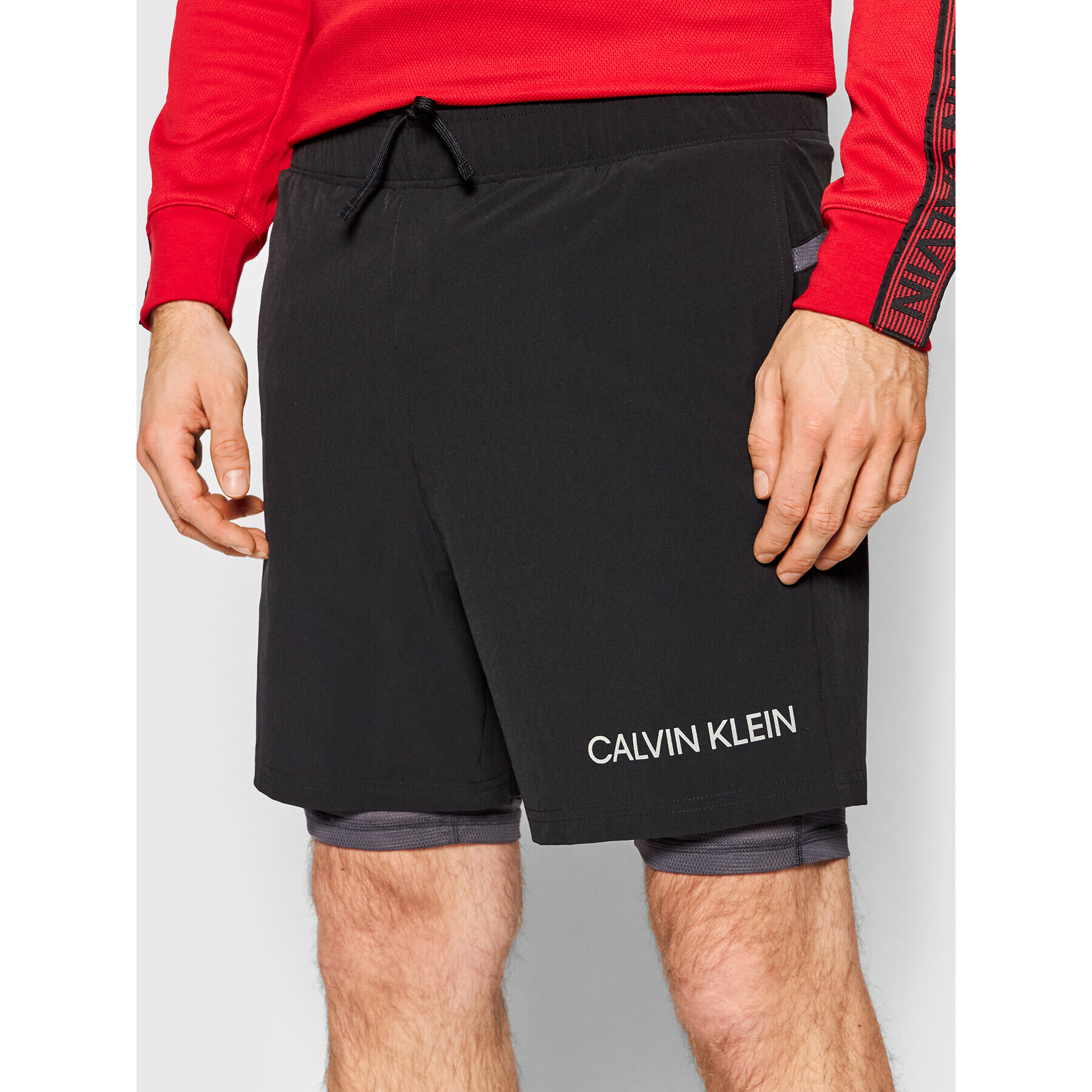 Calvin Klein Performance Pantaloni scurți sport 2 In 1 Woven 00GMF1S806 Negru Regular Fit - Pled.ro