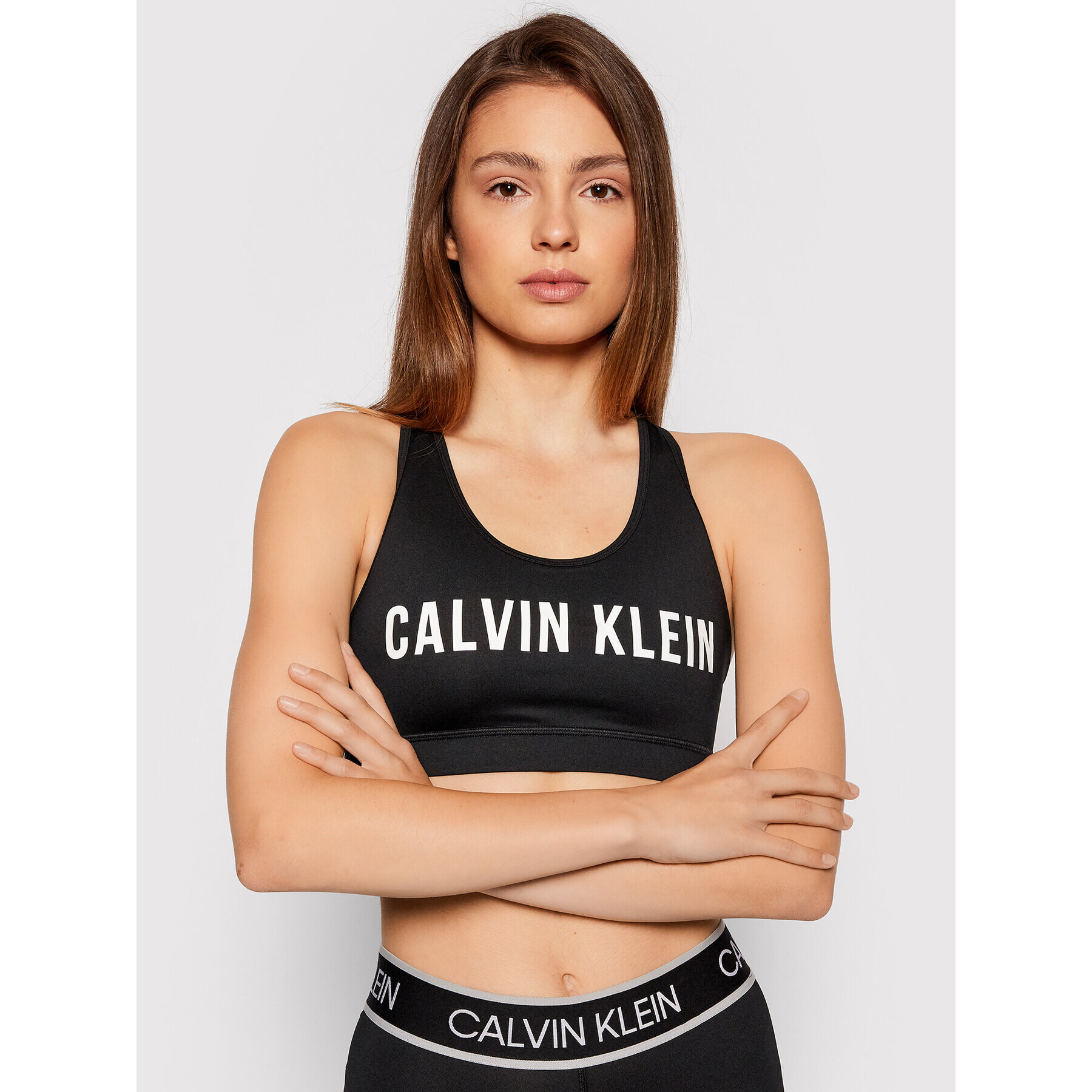 Calvin Klein Performance Sutien sport Medium Support 00GWF0K157 Negru - Pled.ro