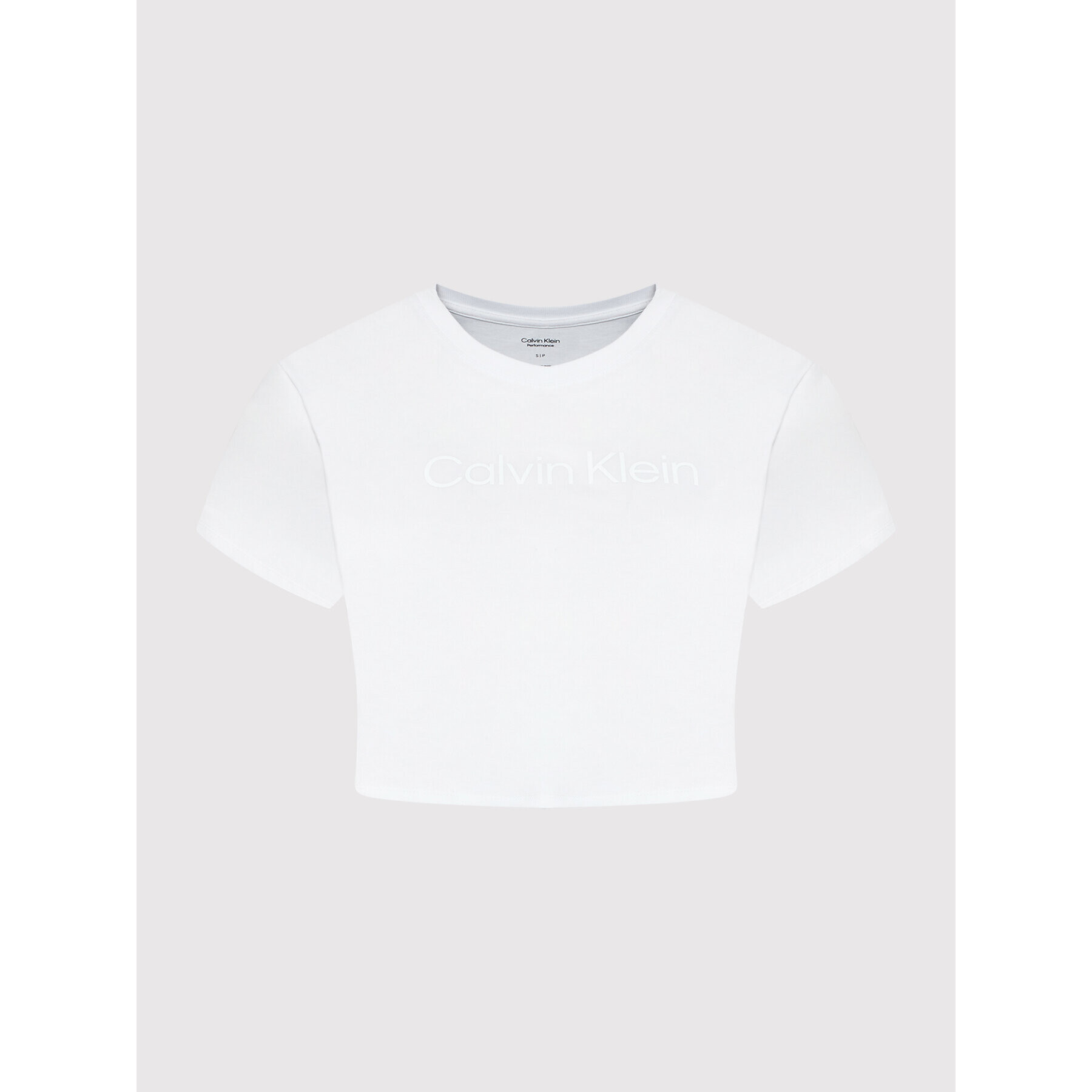 Calvin Klein Performance Tricou 00GWS2K187 Alb Cropped Fit - Pled.ro