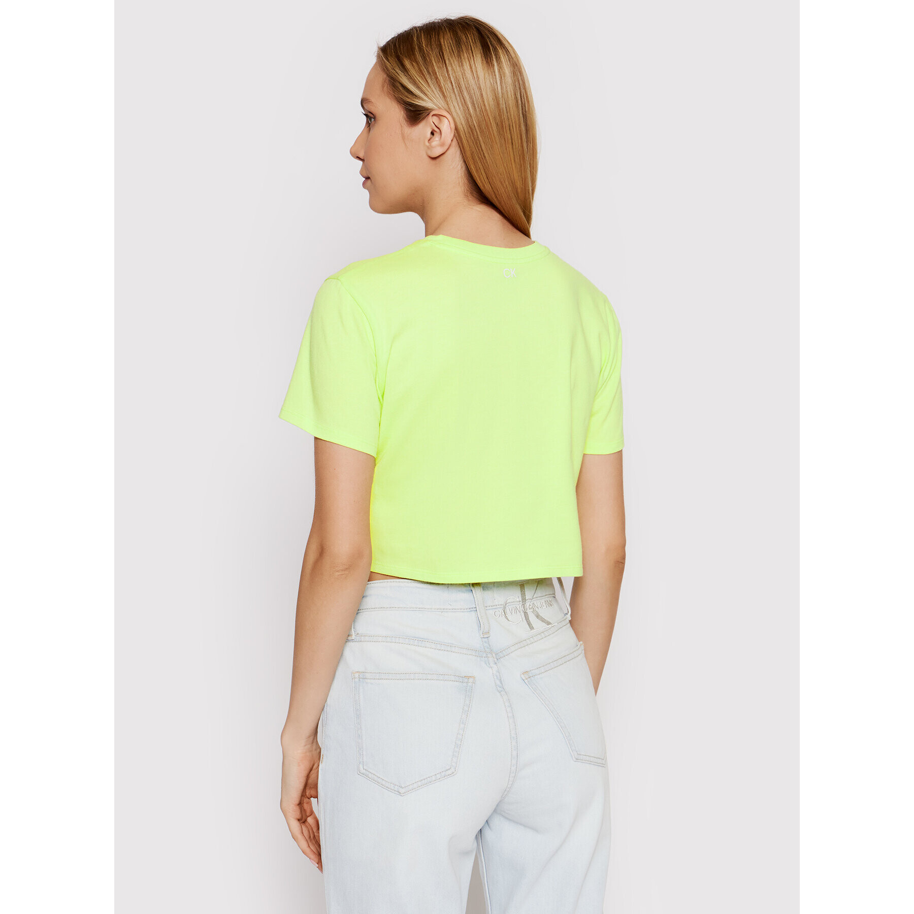 Calvin Klein Performance Tricou 00GWS2K187 Verde Cropped Fit - Pled.ro