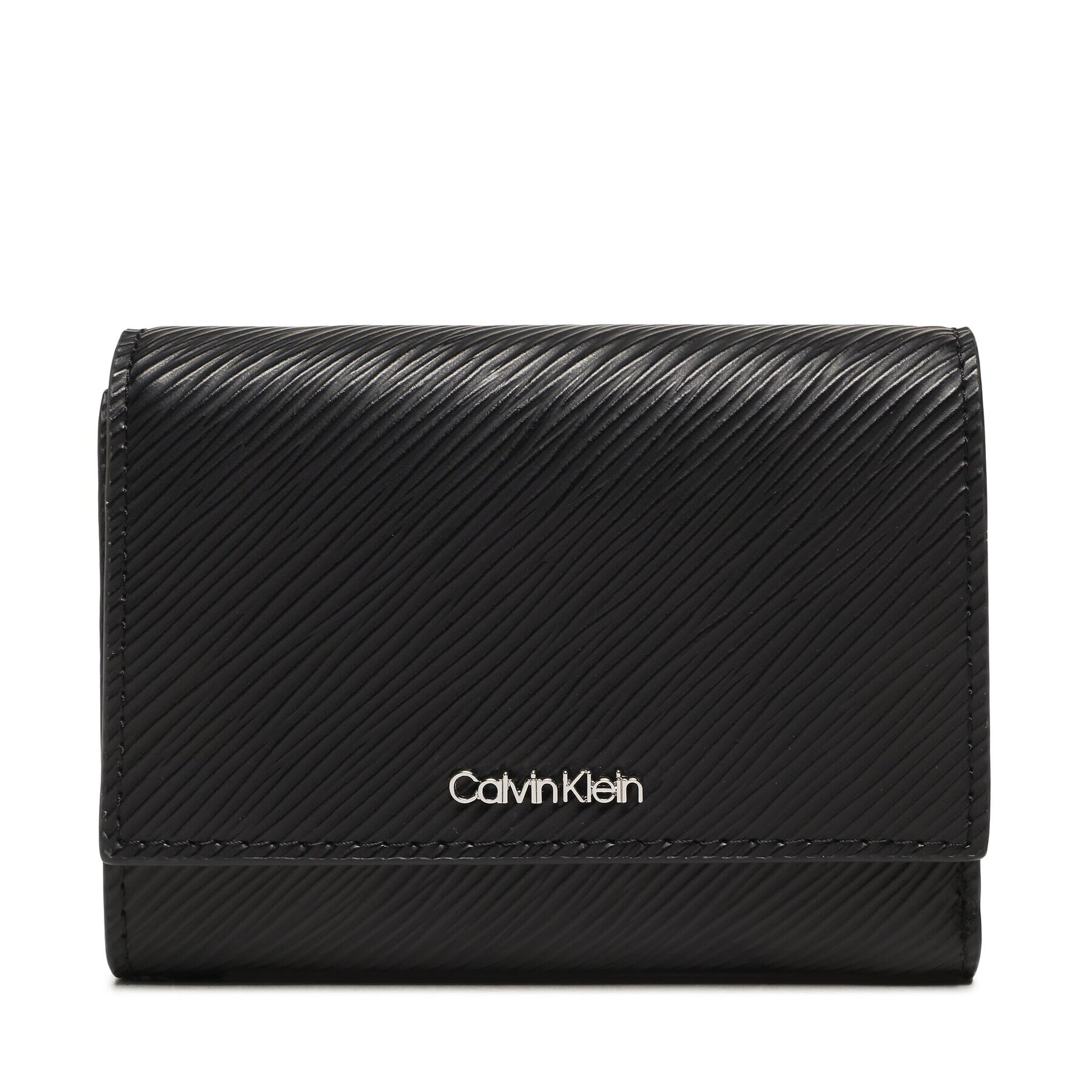 Calvin Klein Portofel Mare de Damă Ck Elevated Trifold Md Saffiano K60K610267 Negru - Pled.ro