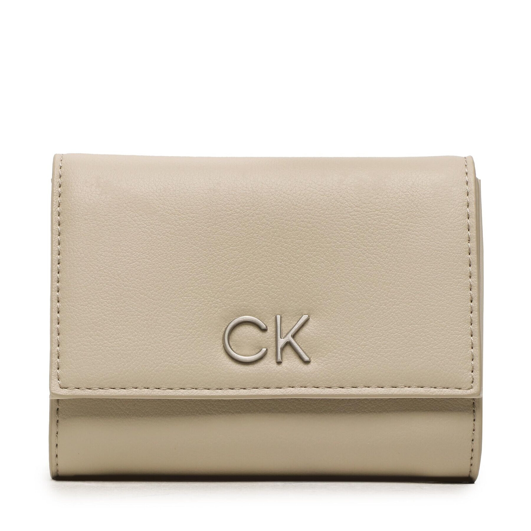 Calvin Klein Portofel Mare de Damă Re-Lock Trifold Md Pbl K60K610969 Bej - Pled.ro