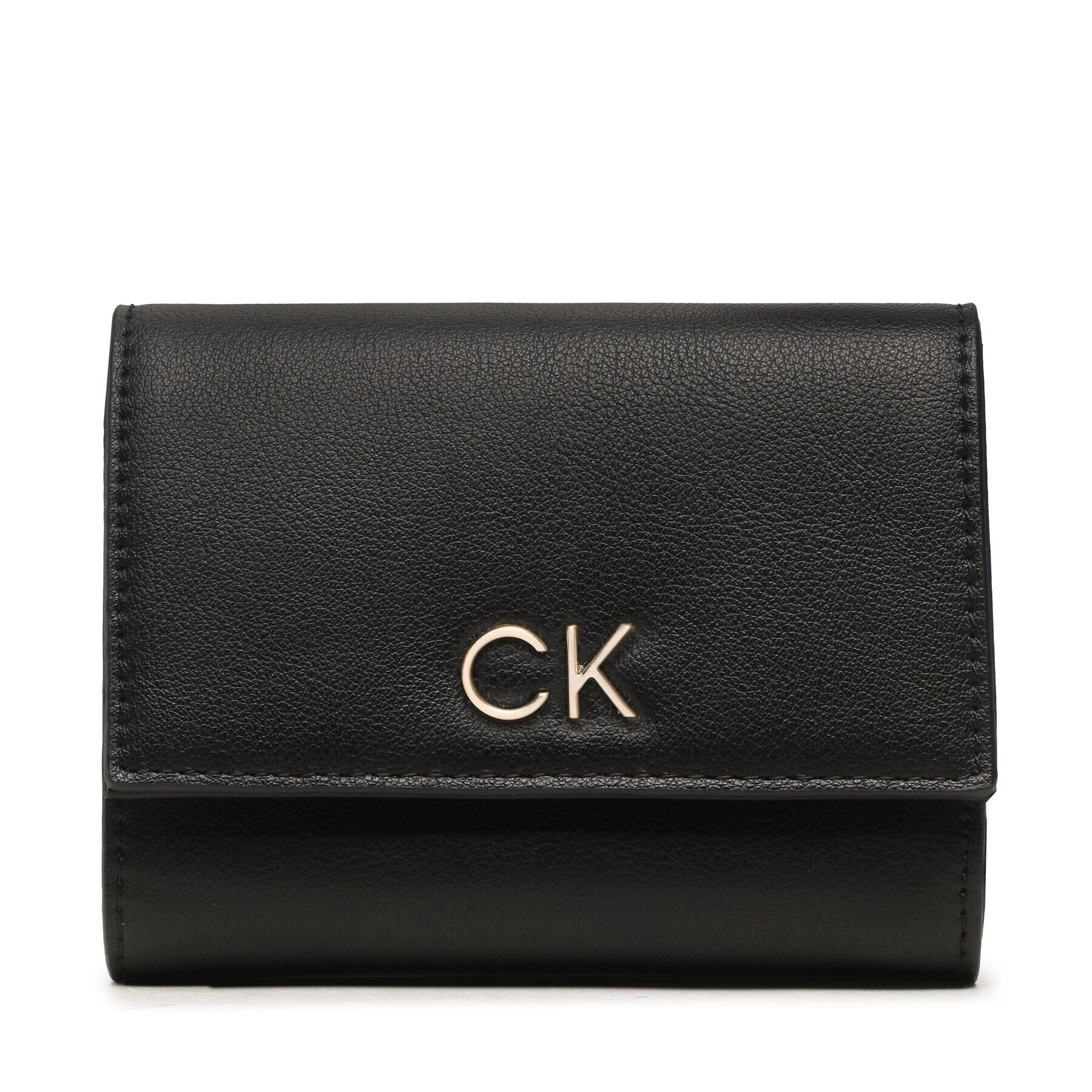 Calvin Klein Portofel Mare de Damă Re-Lock Trifold Md Pbl K60K610969 Placat cu rodiu negru - Pled.ro