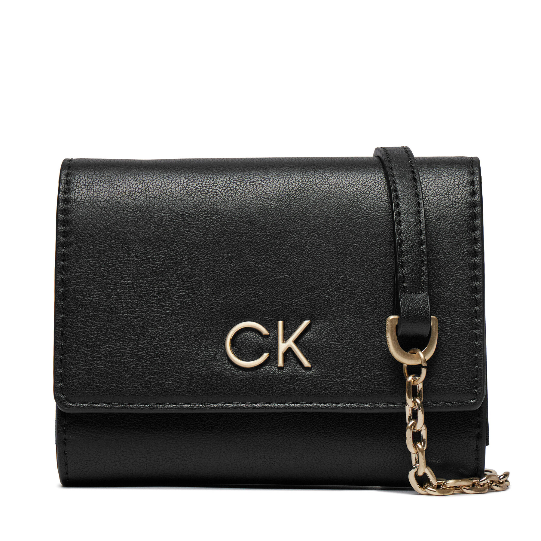 Calvin Klein Portofel Mare de Damă Re-Lock Trifold Md W/Chain K60K611458 Negru - Pled.ro