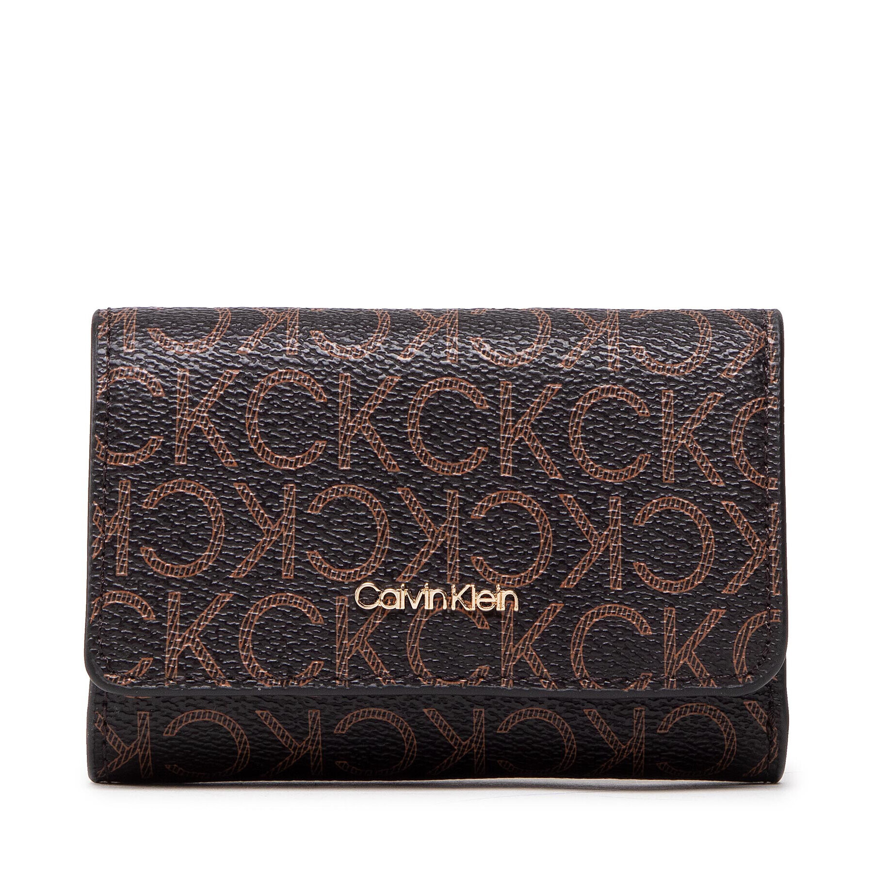 Calvin Klein Portofel Mic de Damă Ck Must Trifold Sm Mono K60K609559 Maro - Pled.ro