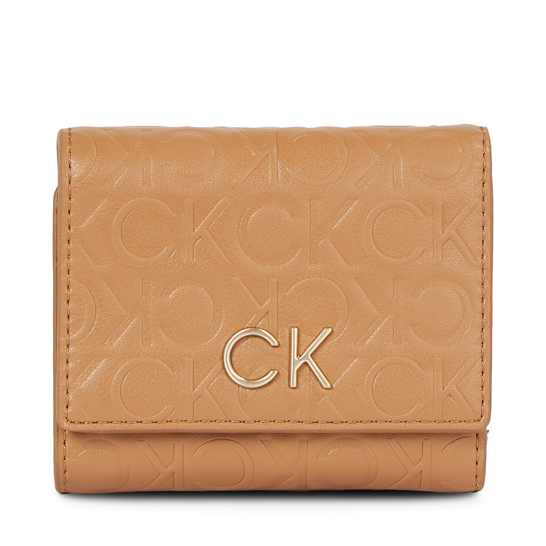 Calvin Klein Portofel pentru femei Re-Lock Trifold Xs Emb K60K611321 Maro - Pled.ro