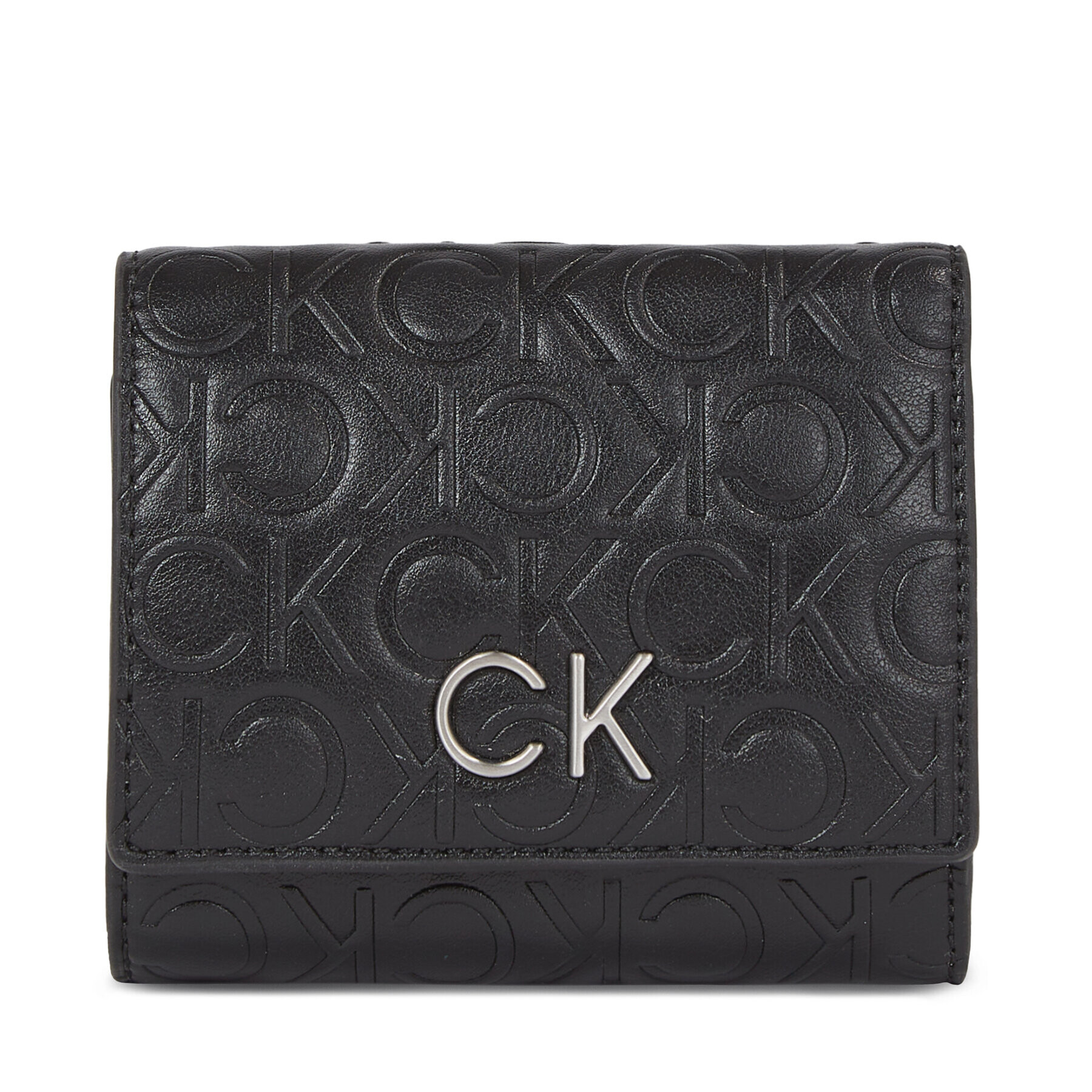 Calvin Klein Portofel pentru femei Re-Lock Trifold Xs Emb K60K611321 Negru - Pled.ro