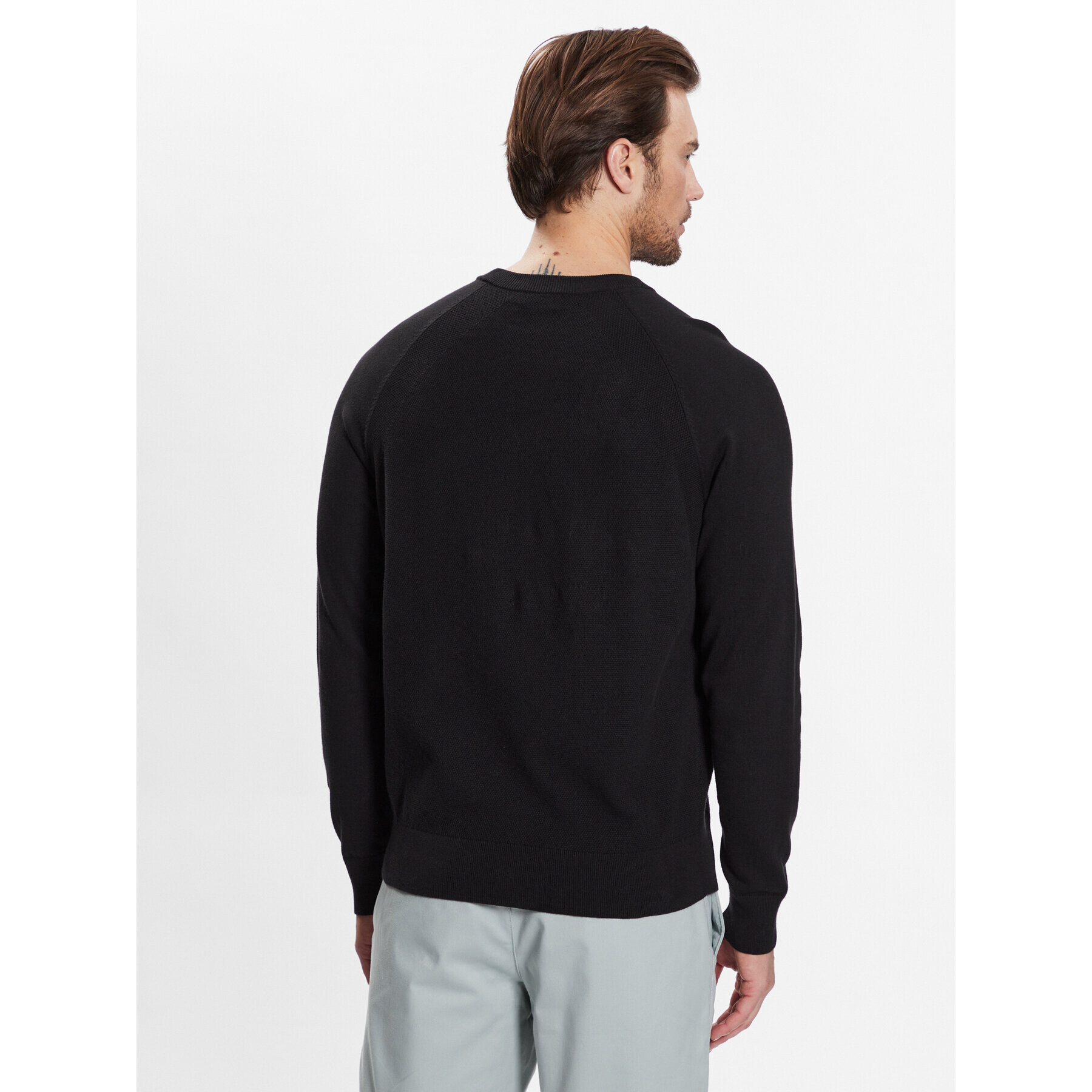 Calvin Klein Pulover Structure Cn Sweater K10K111012 Negru Regular Fit - Pled.ro