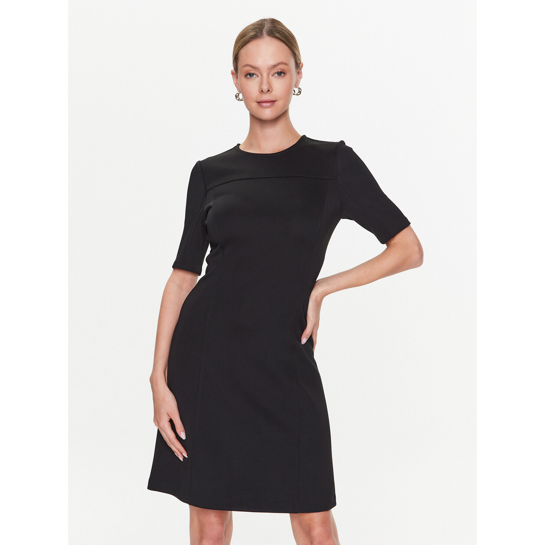 Calvin Klein Rochie de zi Technical Knit Mini Dress K20K205513 Negru Regular Fit - Pled.ro