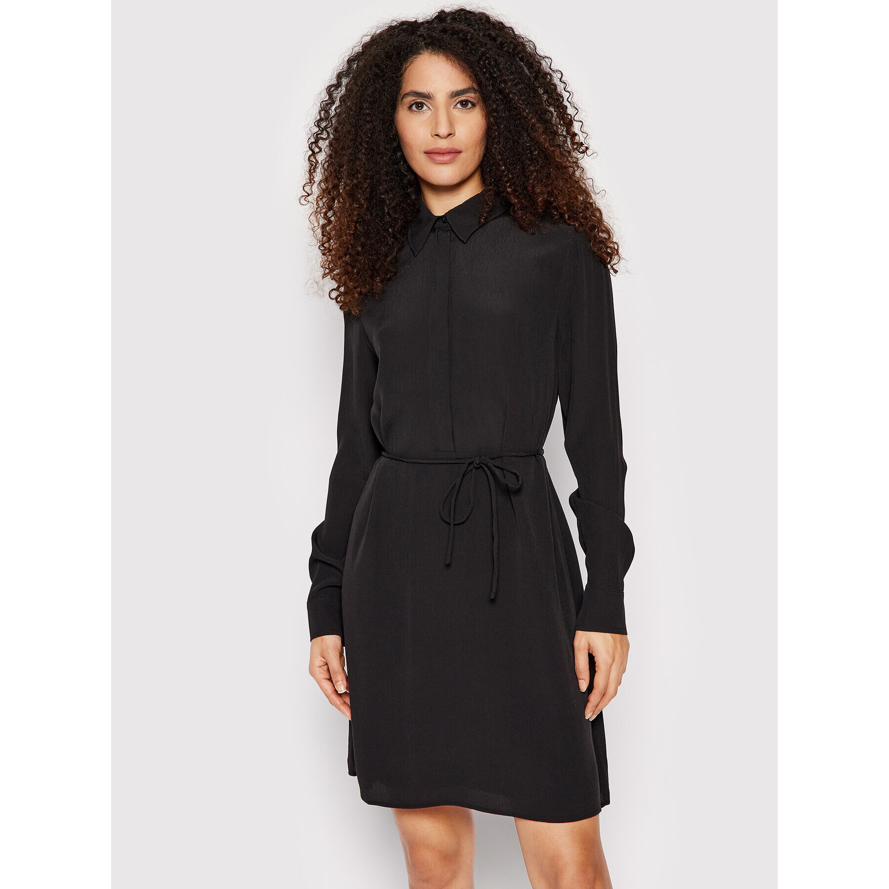 Calvin Klein Rochie tip cămașă Crepe K20K203694 Negru Regular Fit - Pled.ro