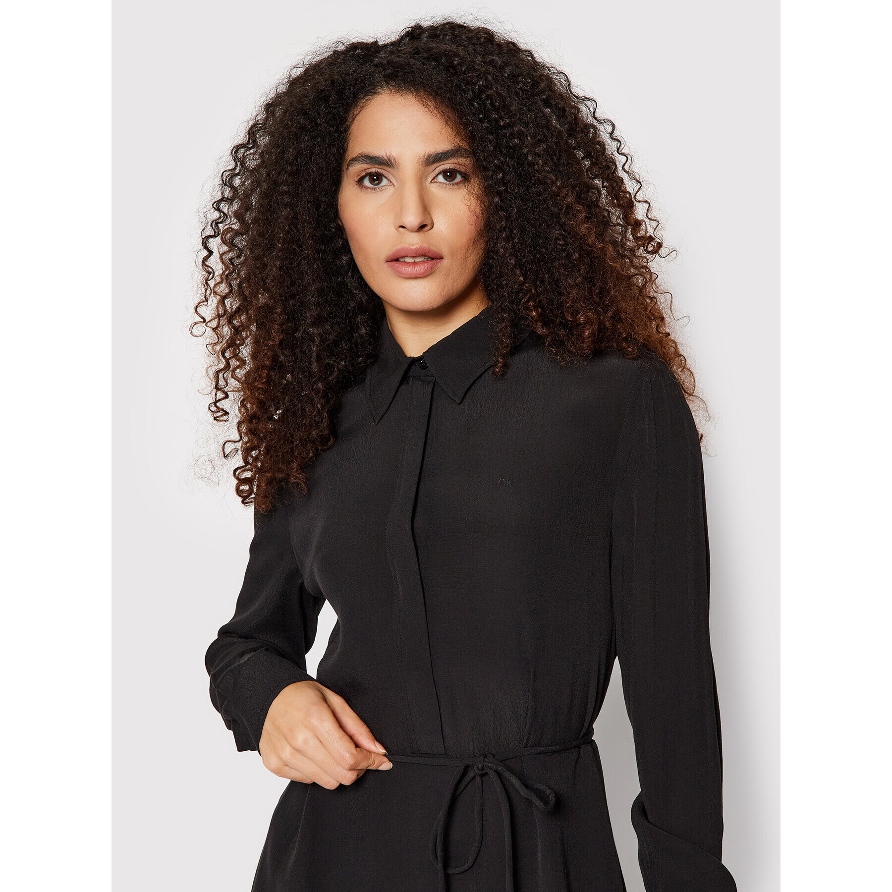 Calvin Klein Rochie tip cămașă Crepe K20K203694 Negru Regular Fit - Pled.ro