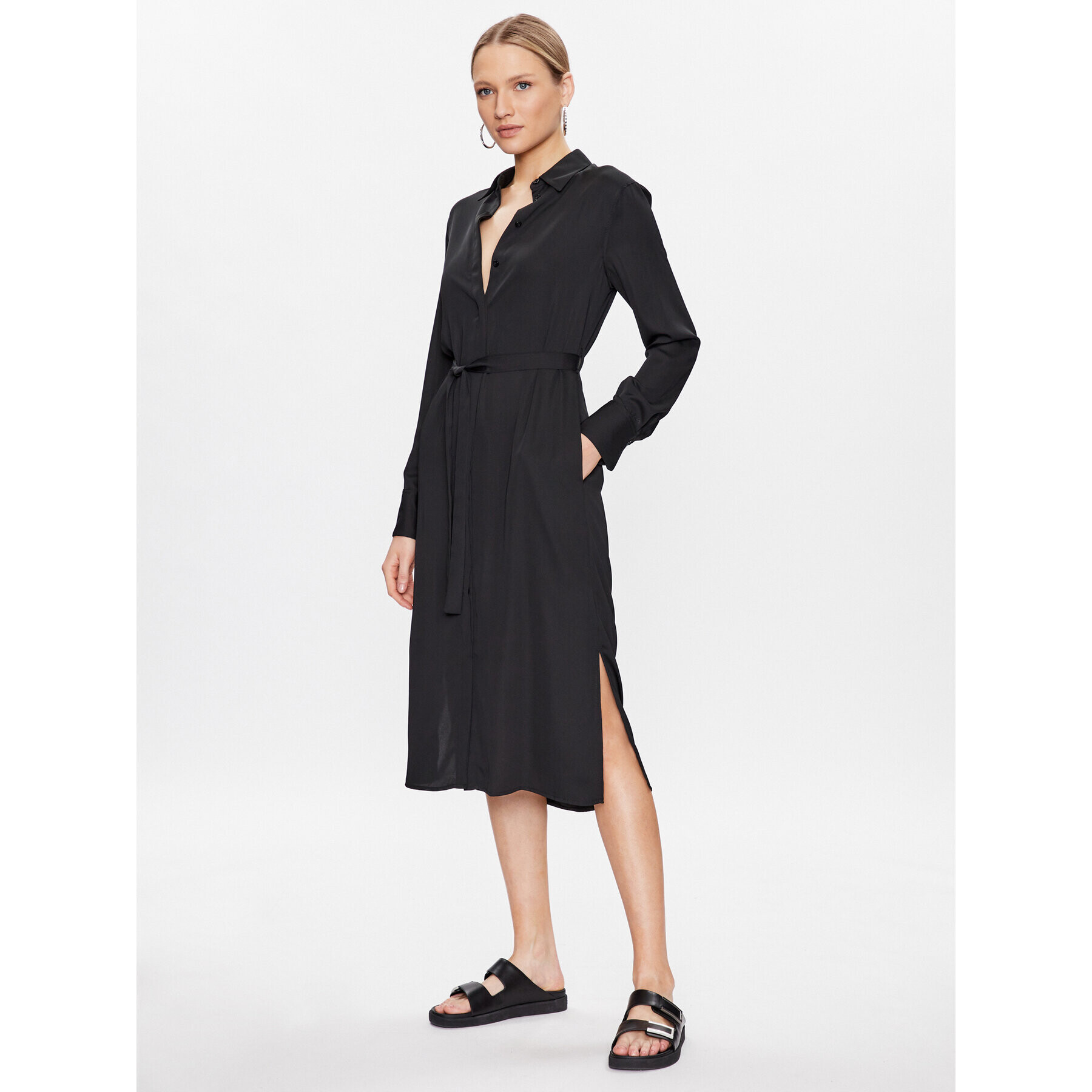 Calvin Klein Rochie tip cămașă K20K205218 Negru Regular Fit - Pled.ro