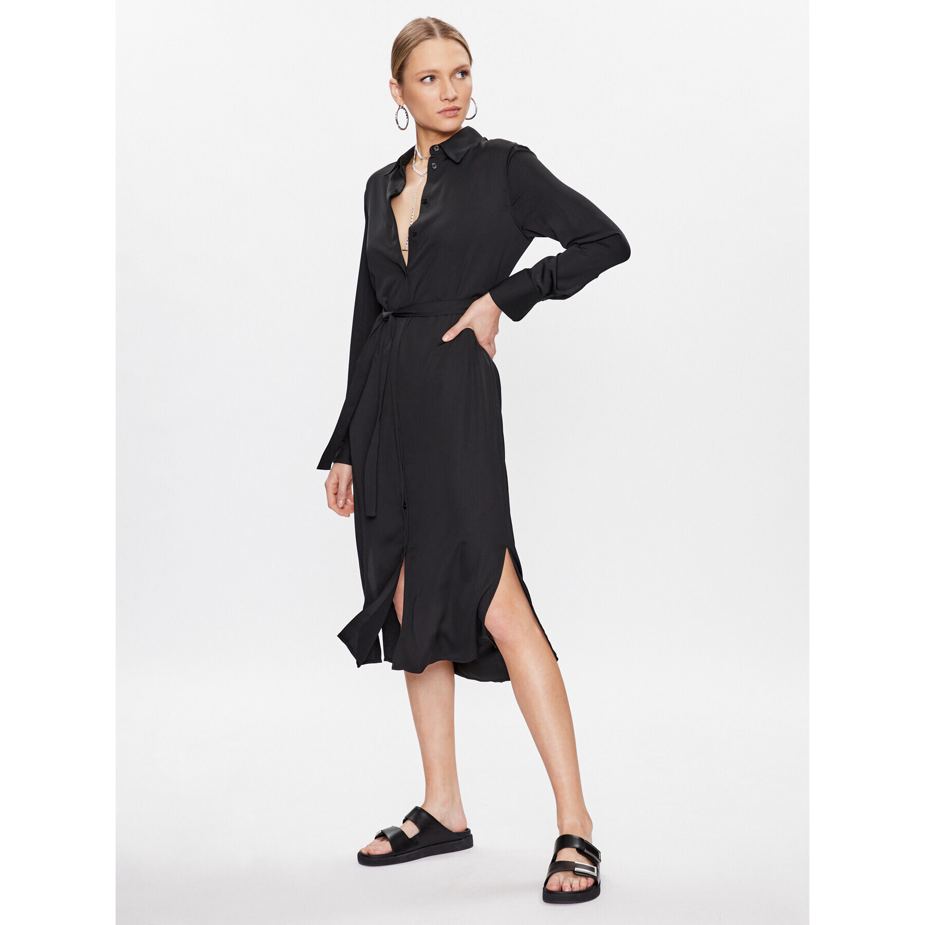 Calvin Klein Rochie tip cămașă K20K205218 Negru Regular Fit - Pled.ro