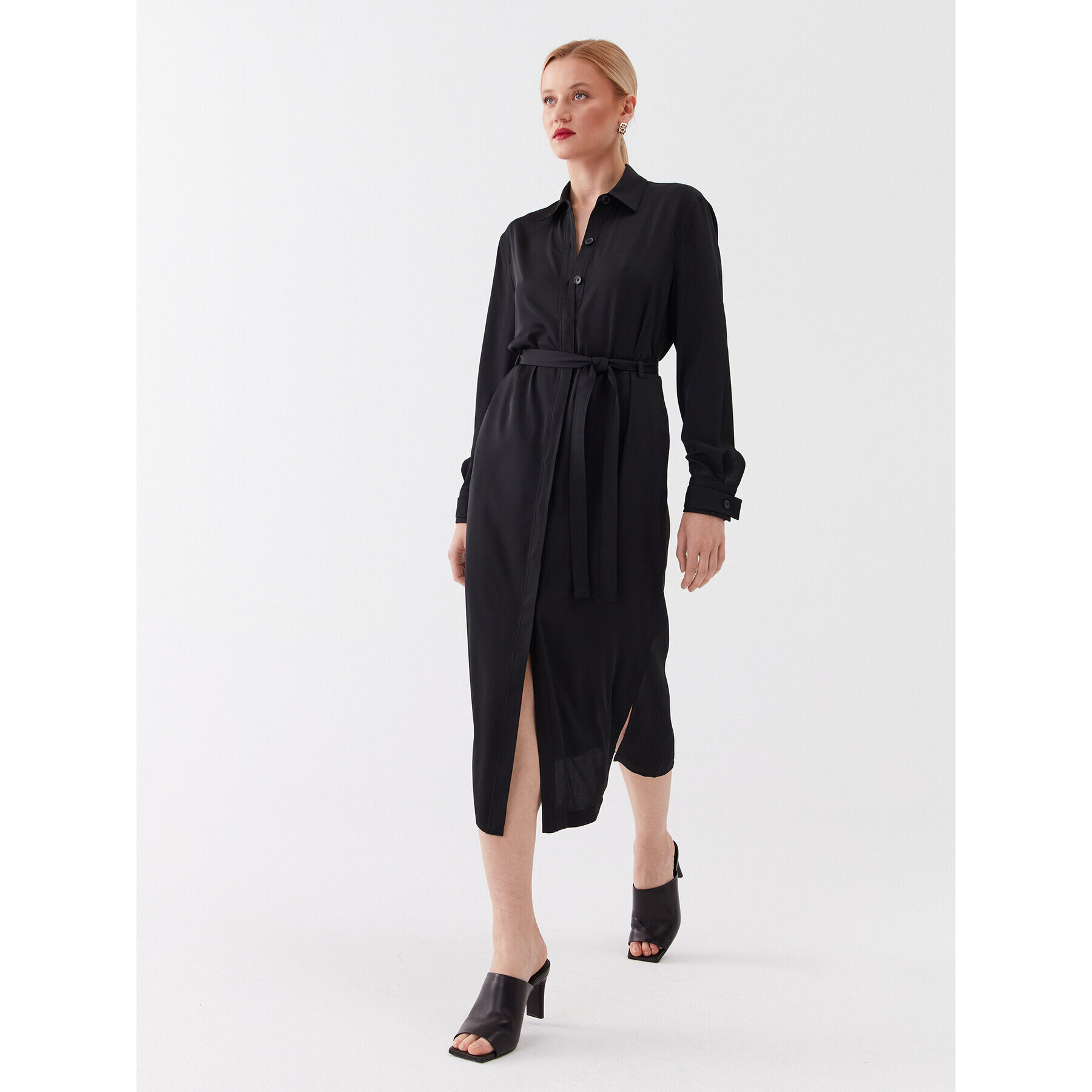 Calvin Klein Rochie tip cămașă K20K205697 Negru Regular Fit - Pled.ro