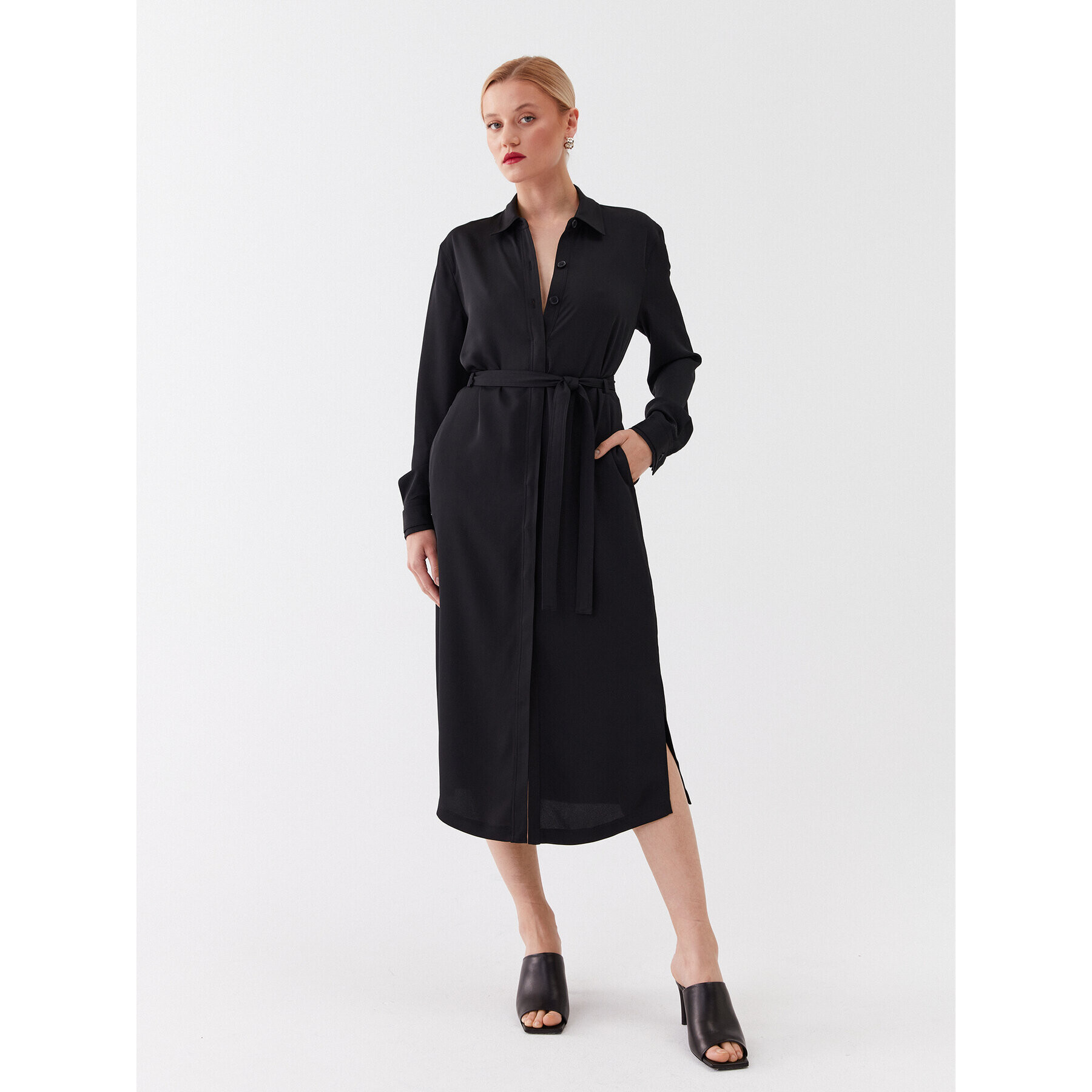 Calvin Klein Rochie tip cămașă K20K205697 Negru Regular Fit - Pled.ro