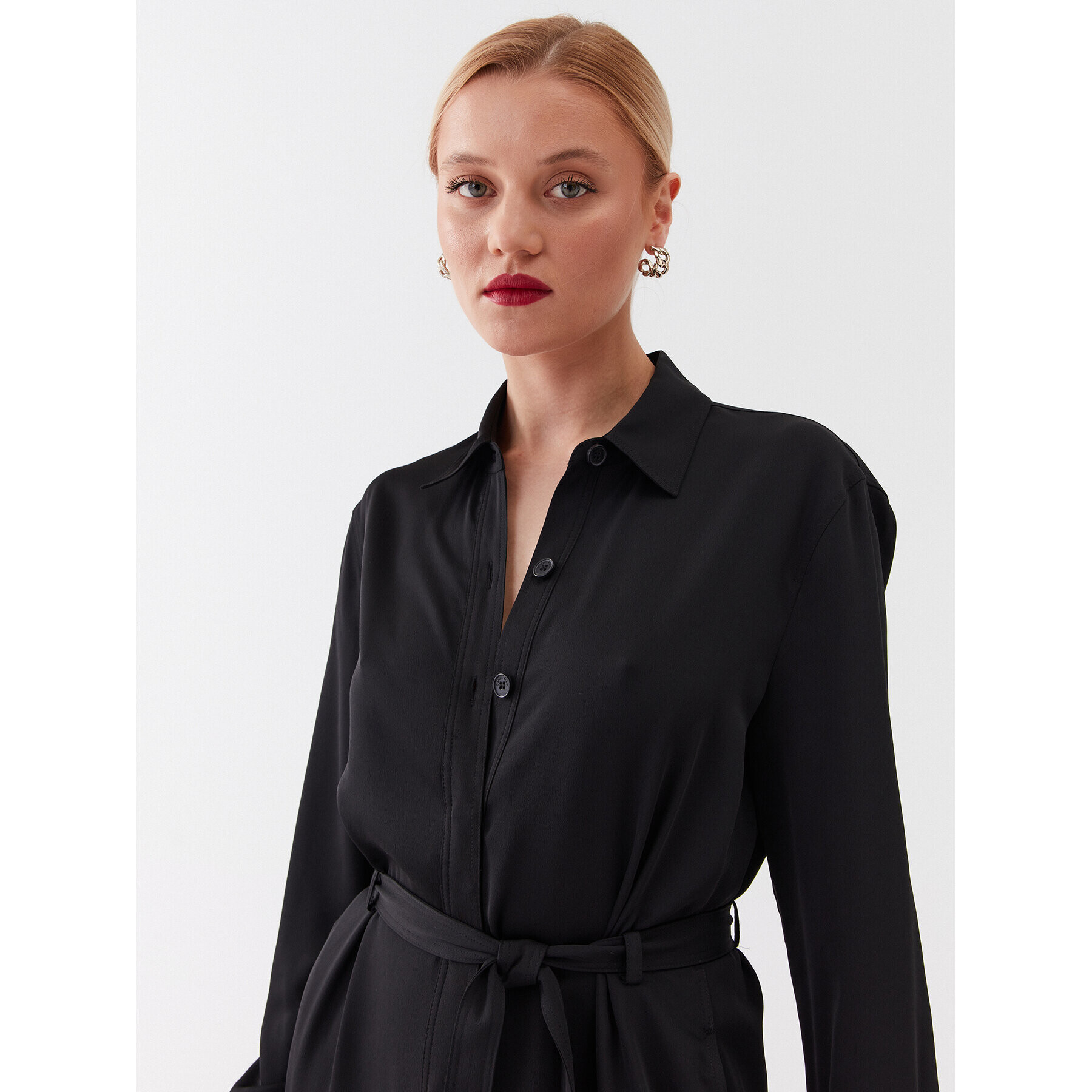 Calvin Klein Rochie tip cămașă K20K205697 Negru Regular Fit - Pled.ro