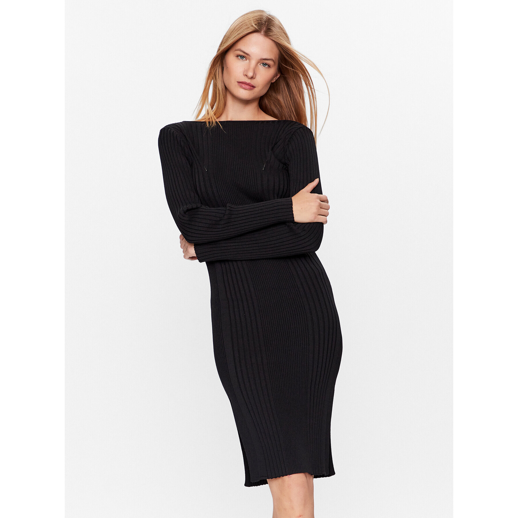 Calvin Klein Rochie tricotată Iconic K20K205753 Negru Slim Fit - Pled.ro