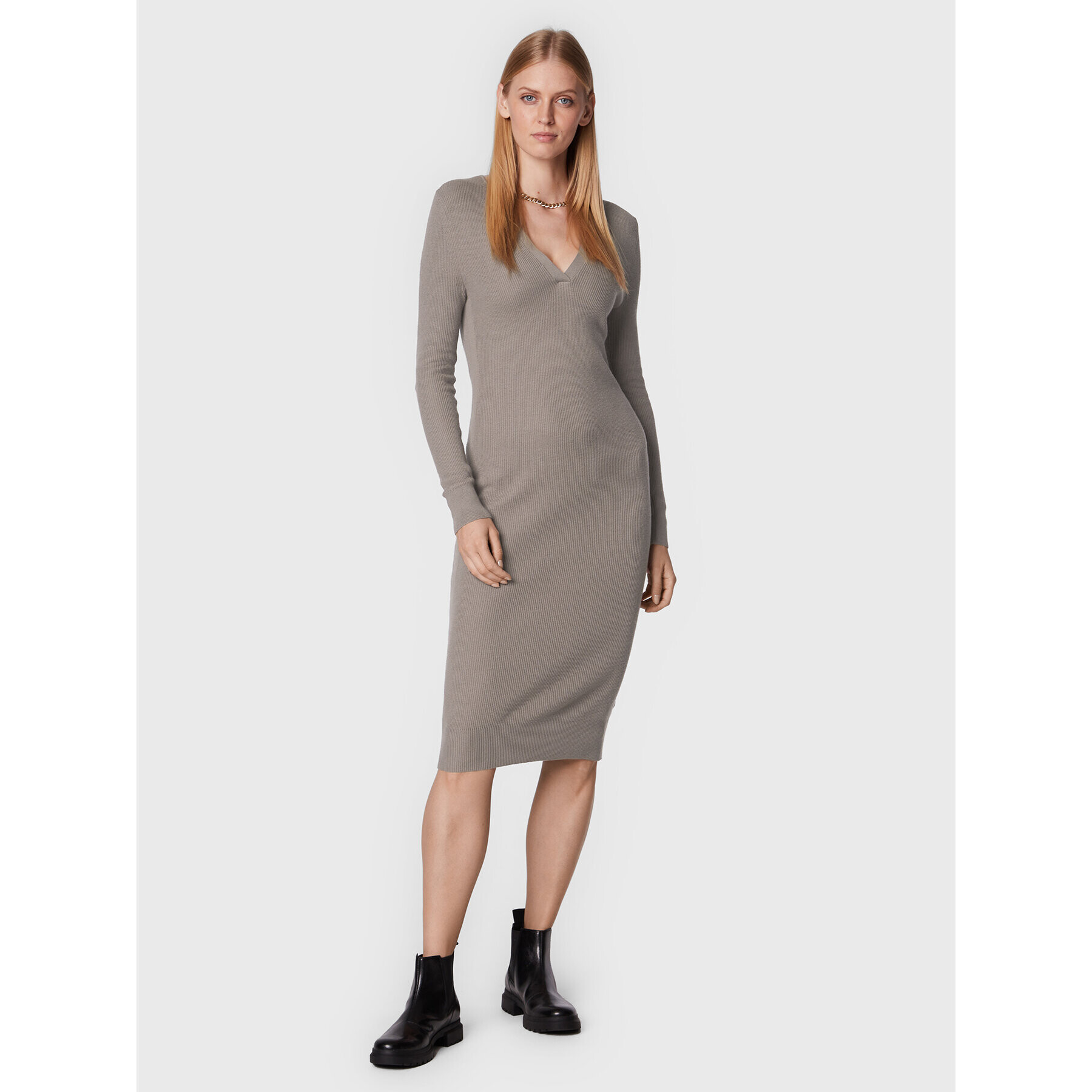 Calvin Klein Rochie tricotată K20K204904 Maro Slim Fit - Pled.ro