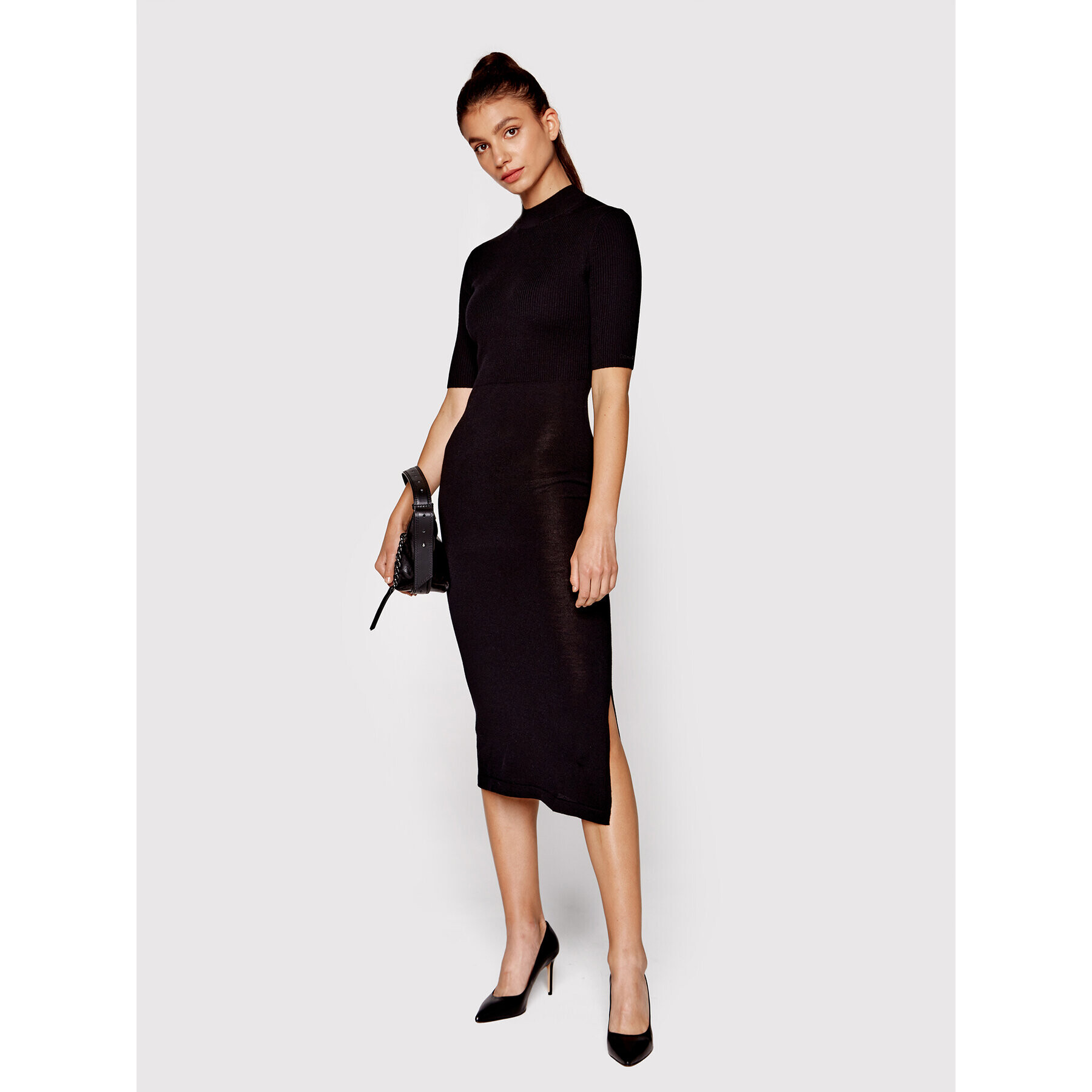 Calvin Klein Rochie tricotată K20K204446 Negru Slim Fit - Pled.ro