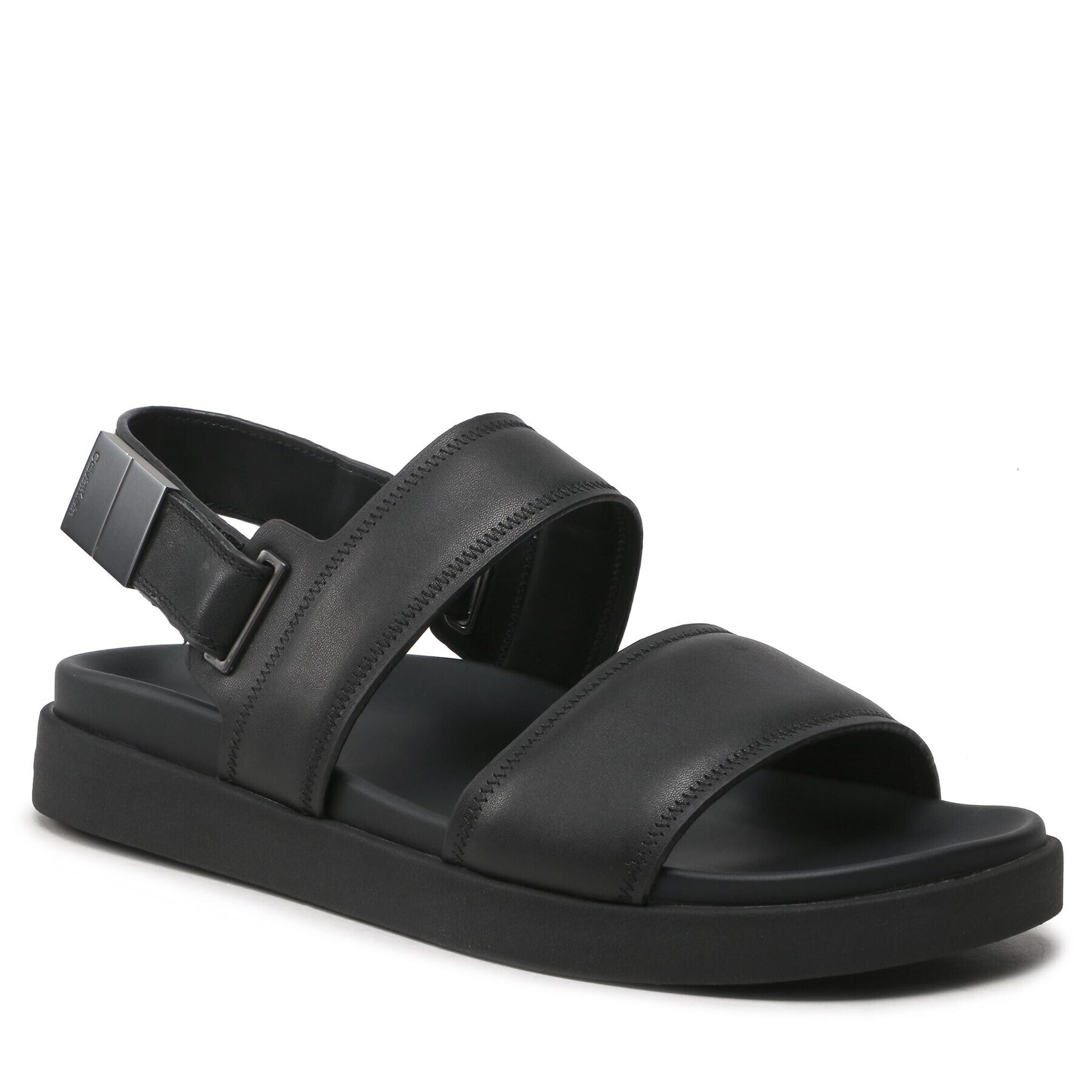 Calvin Klein Sandale Back Strap Sandal Lth HM0HM00946 Negru - Pled.ro