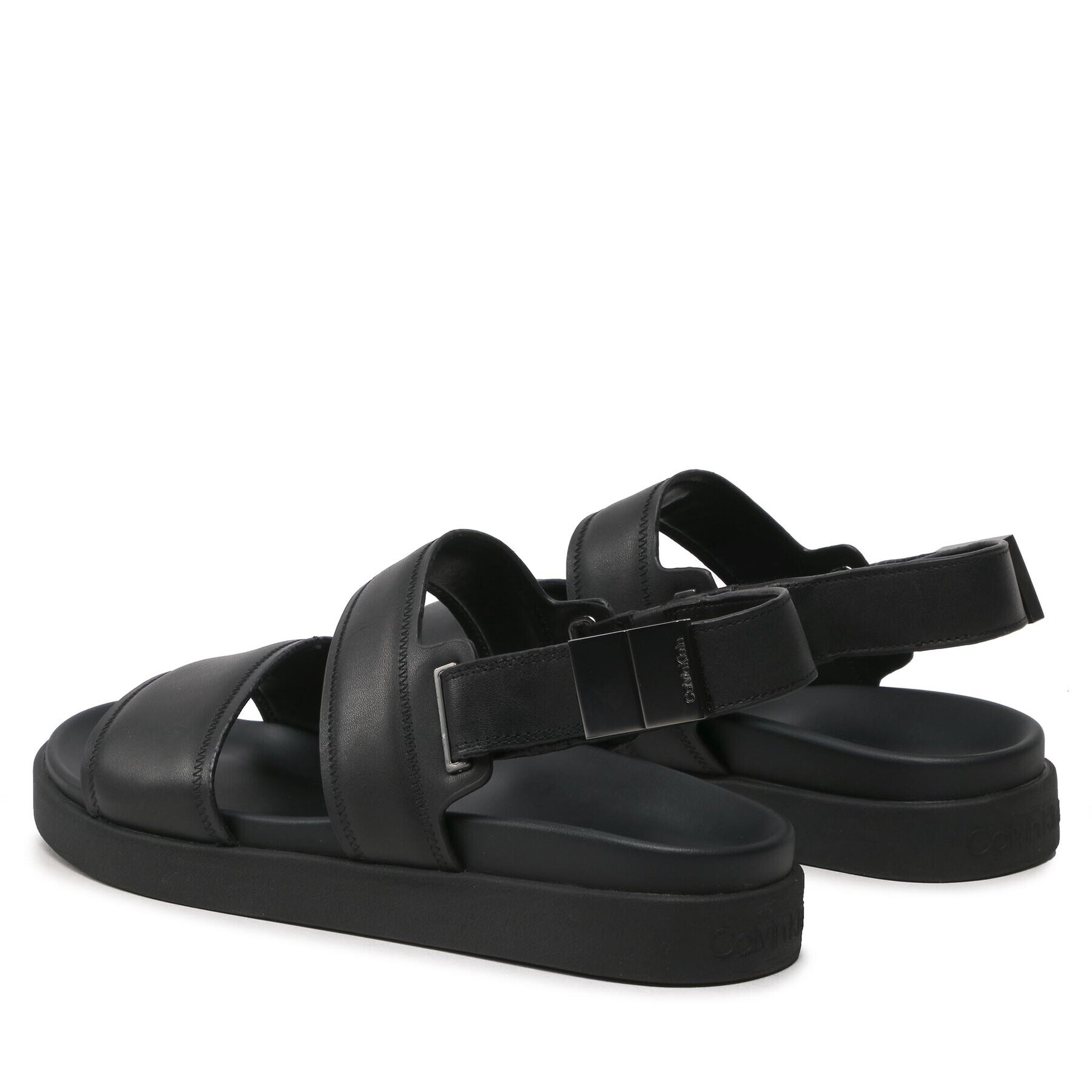 Calvin Klein Sandale Back Strap Sandal Lth HM0HM00946 Negru - Pled.ro