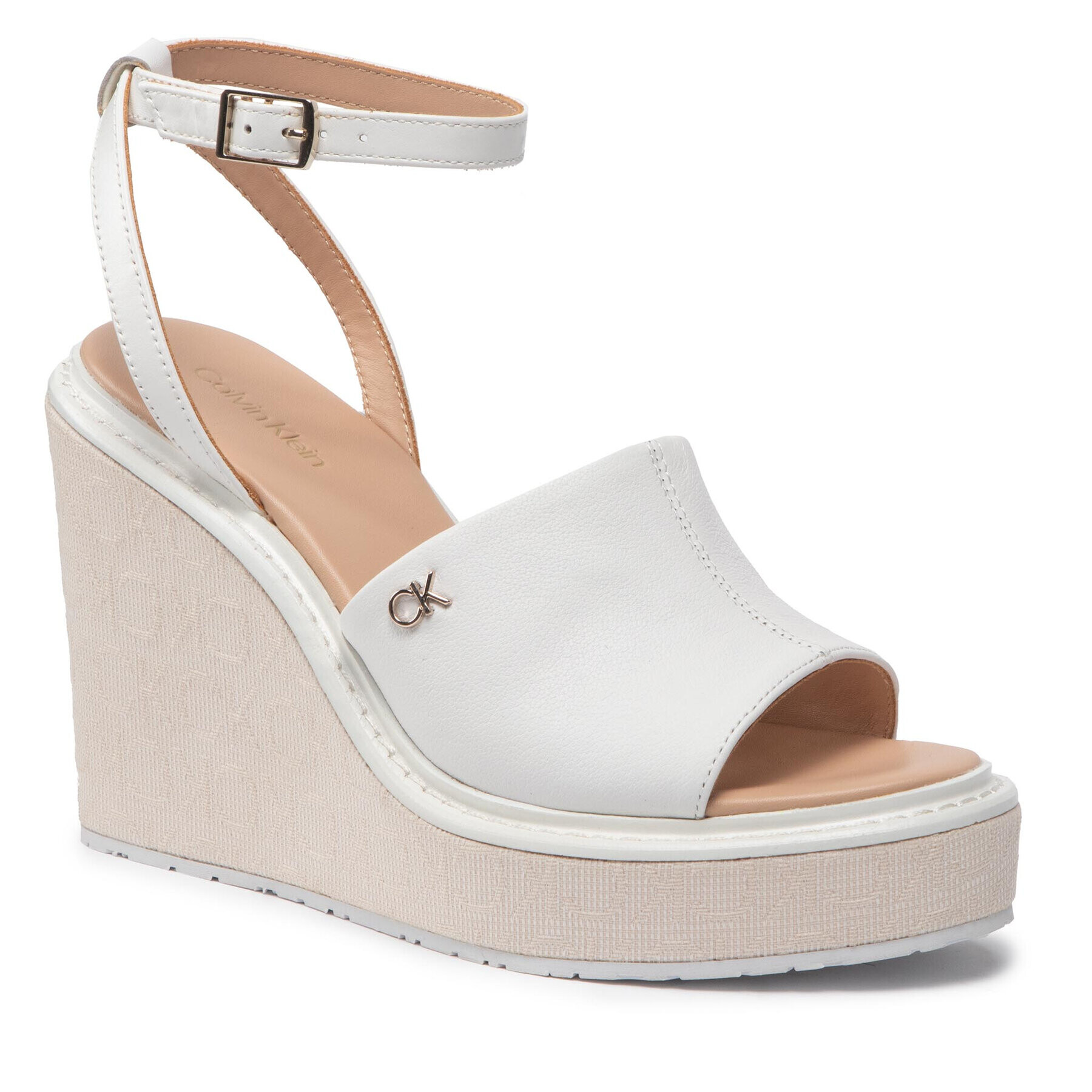 Calvin Klein Sandale Wedge 70 Arch Stit-Jq HW0HW01129 Alb - Pled.ro