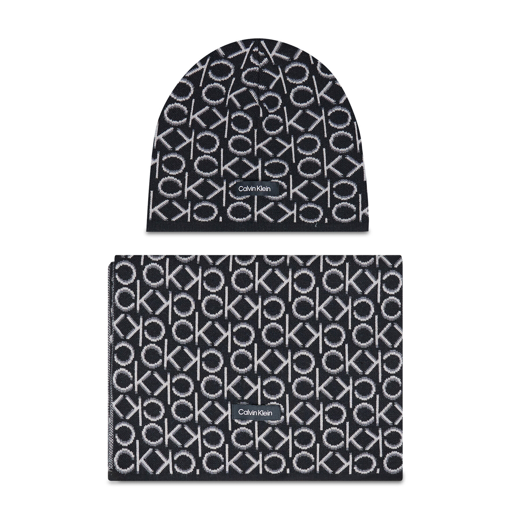 Calvin Klein Set Fular și Căciulă New Monogram Beanie + Scarf K60K608787 Negru - Pled.ro