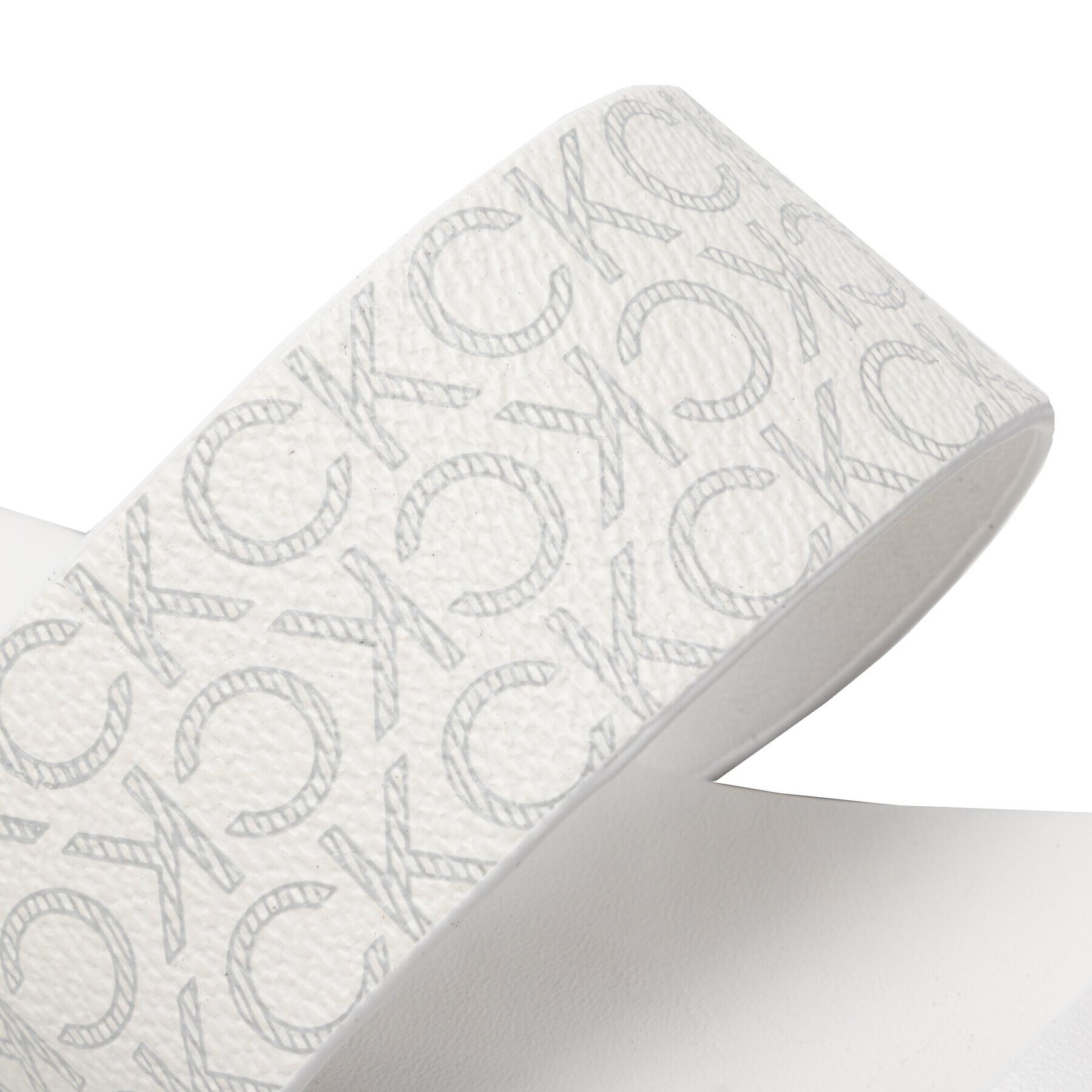 Calvin Klein Șlapi Almond Flat 2Bar Slide HW0HW01134 Alb - Pled.ro